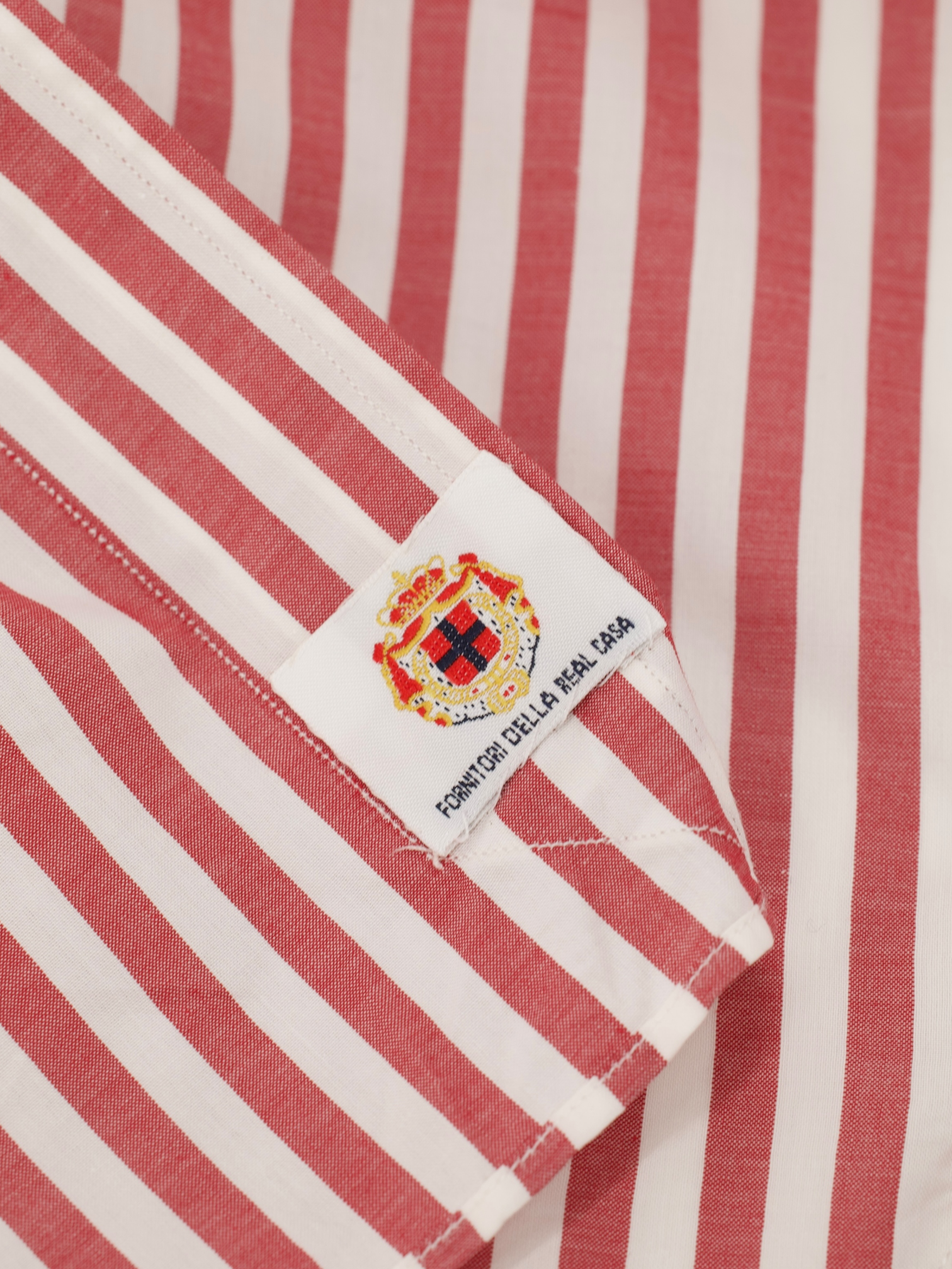 Luigi Borrelli Red & White Cotton Bengal Stripe French Cuff Shirt