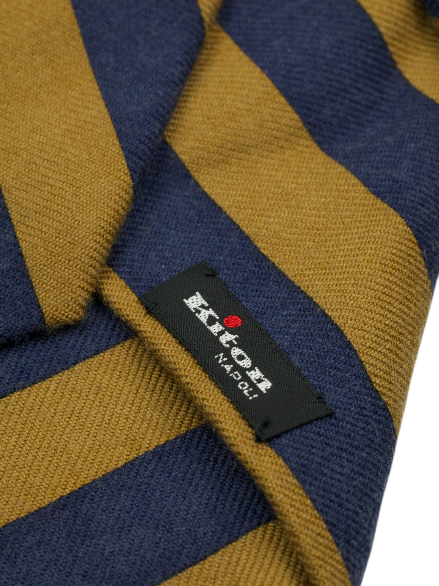 Kiton 5-Fold Mocca Brown & Navy Pure Cashmere Striped Tie
