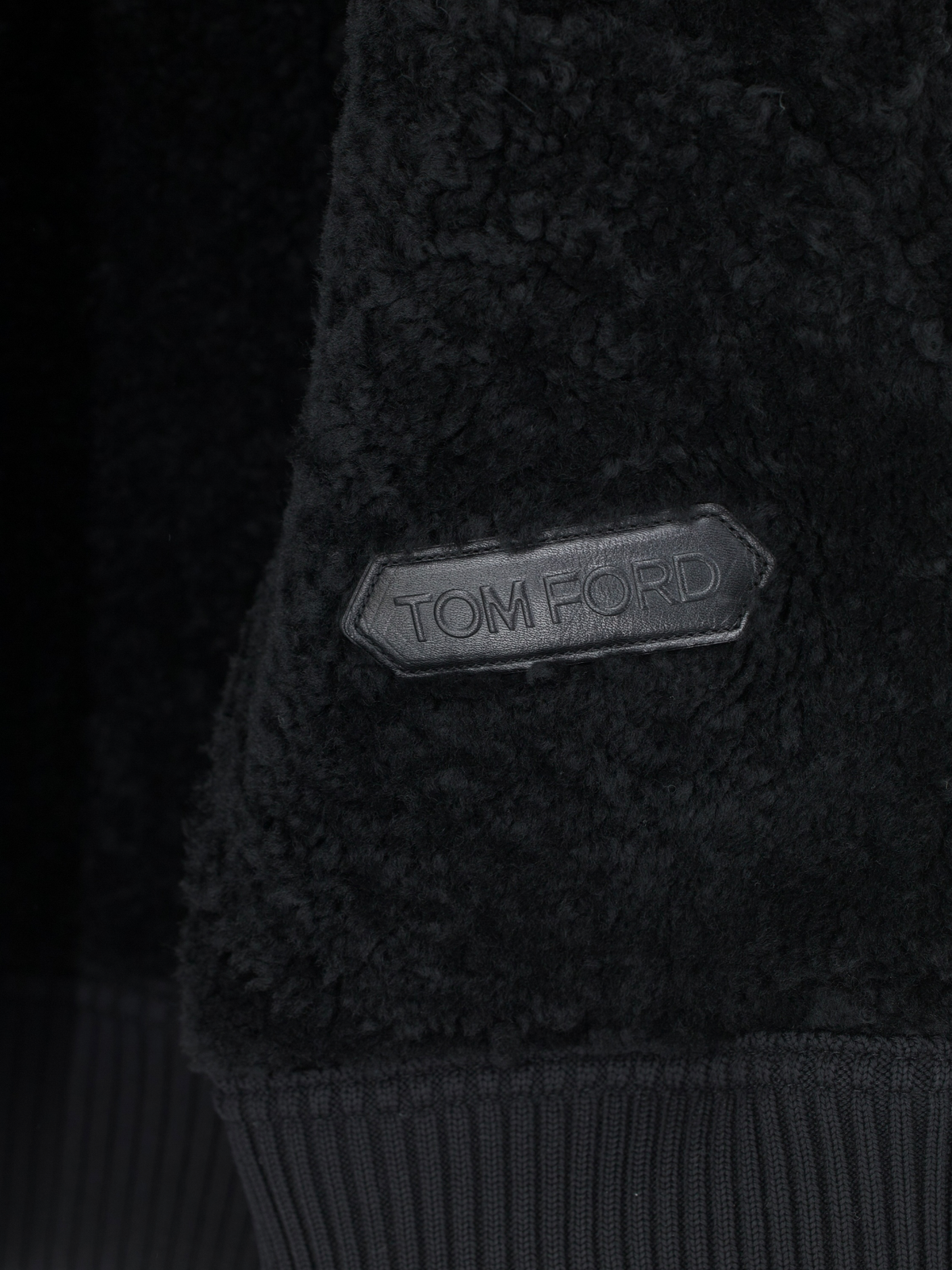 Tom Ford Black Lambskin Nubuck-Shearling Zip-Up Aviator Jacket