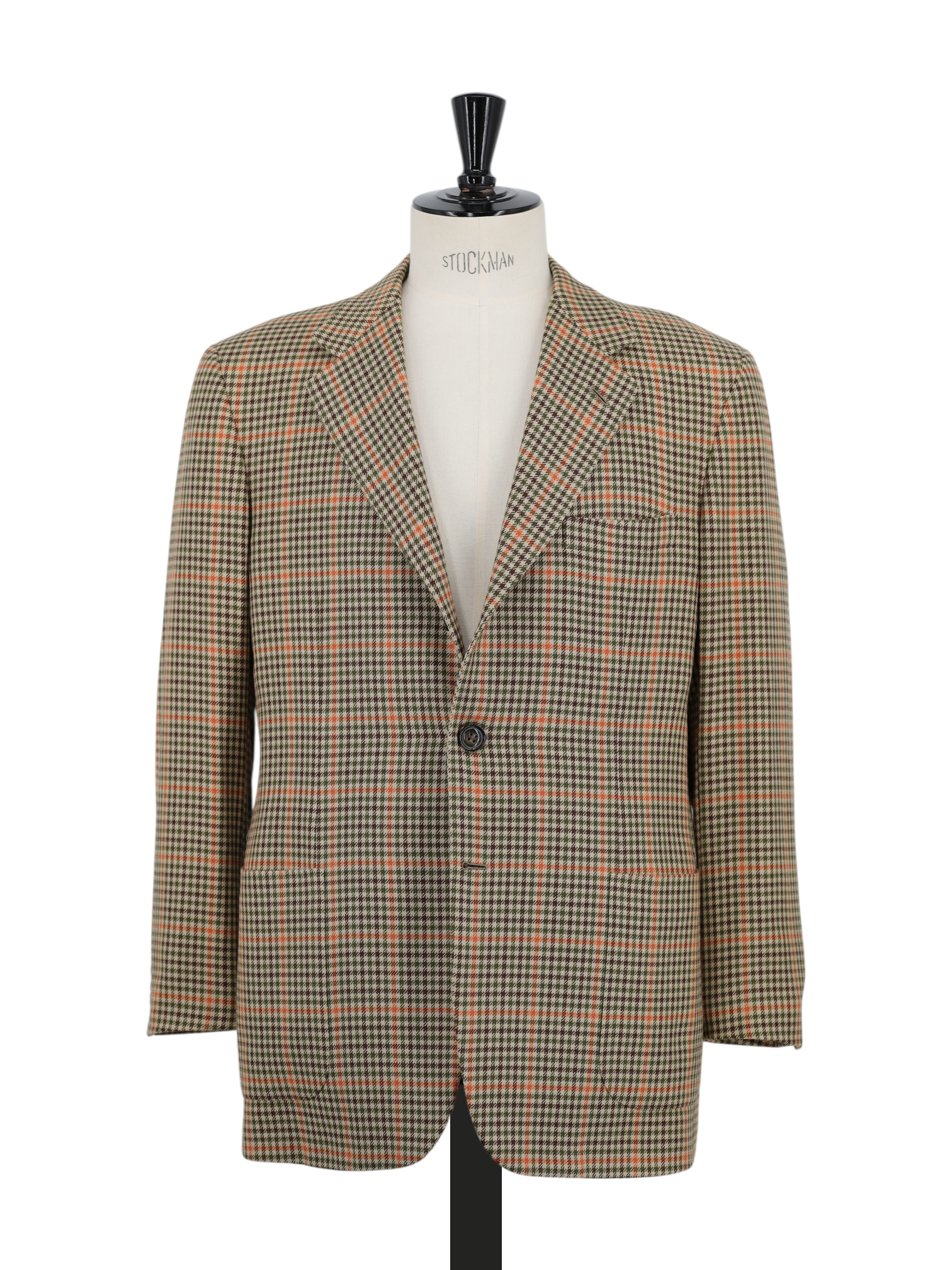 Brioni Brown & Orange Lambswool Windowpane Nomentano Jacket