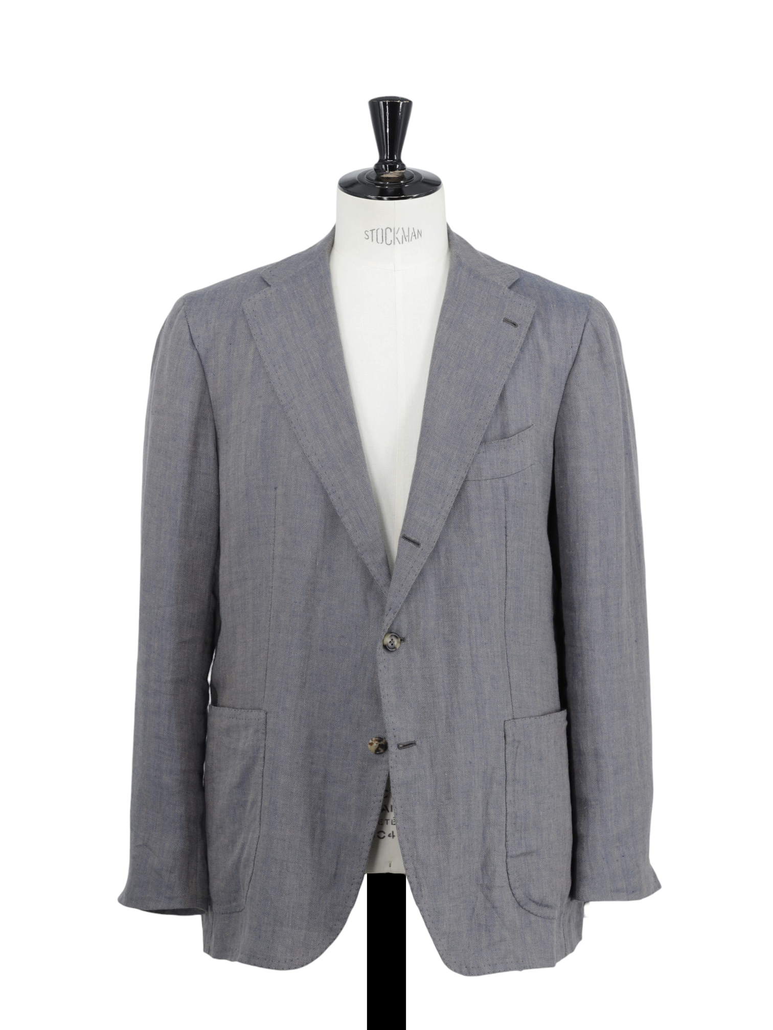 Orazio Luciano Blue & Brown Linen Herringbone Sartorial Jacket