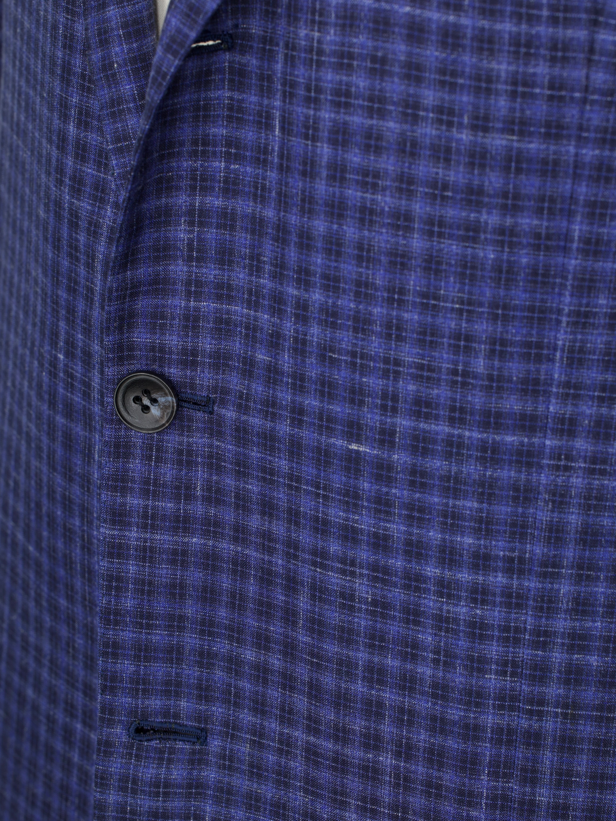 Kiton Royal Blue Cashmere, Silk & Linen Checkered Lungo Jacket