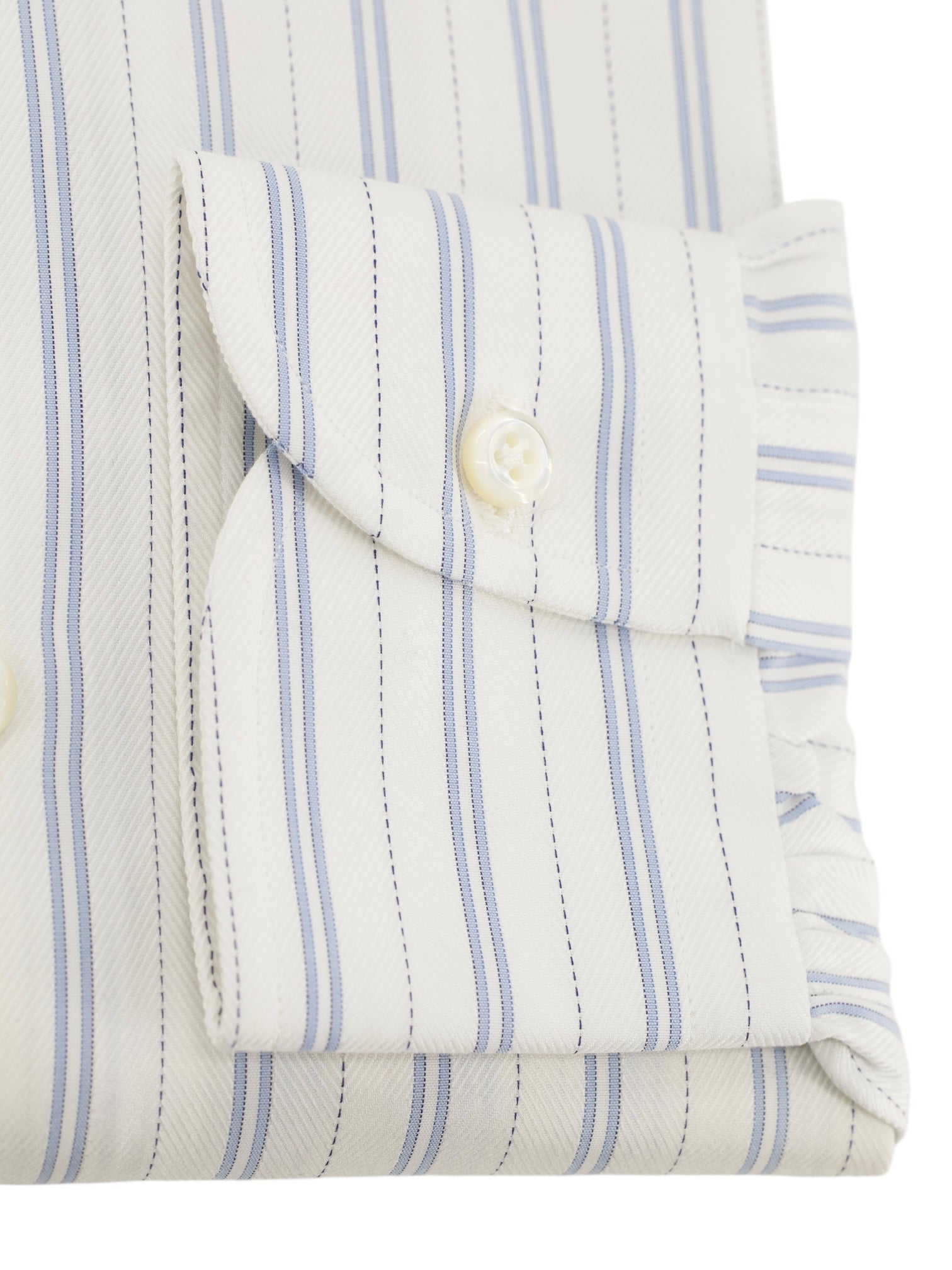 Cesare Attolini White & Blue Vintage Pinstripe Dress Shirt