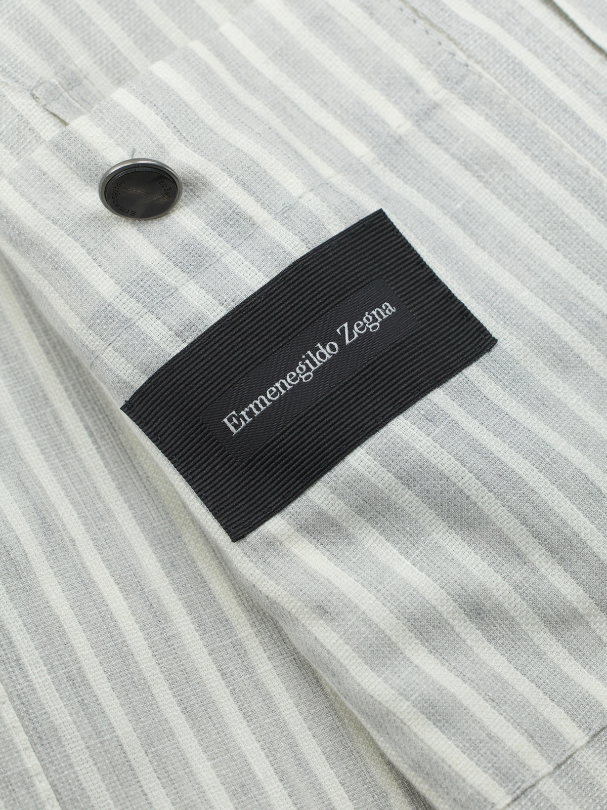 Ermenegildo Zegna Light Grey & White Linen, Cashmere & Silk Striped Riviera Jacket