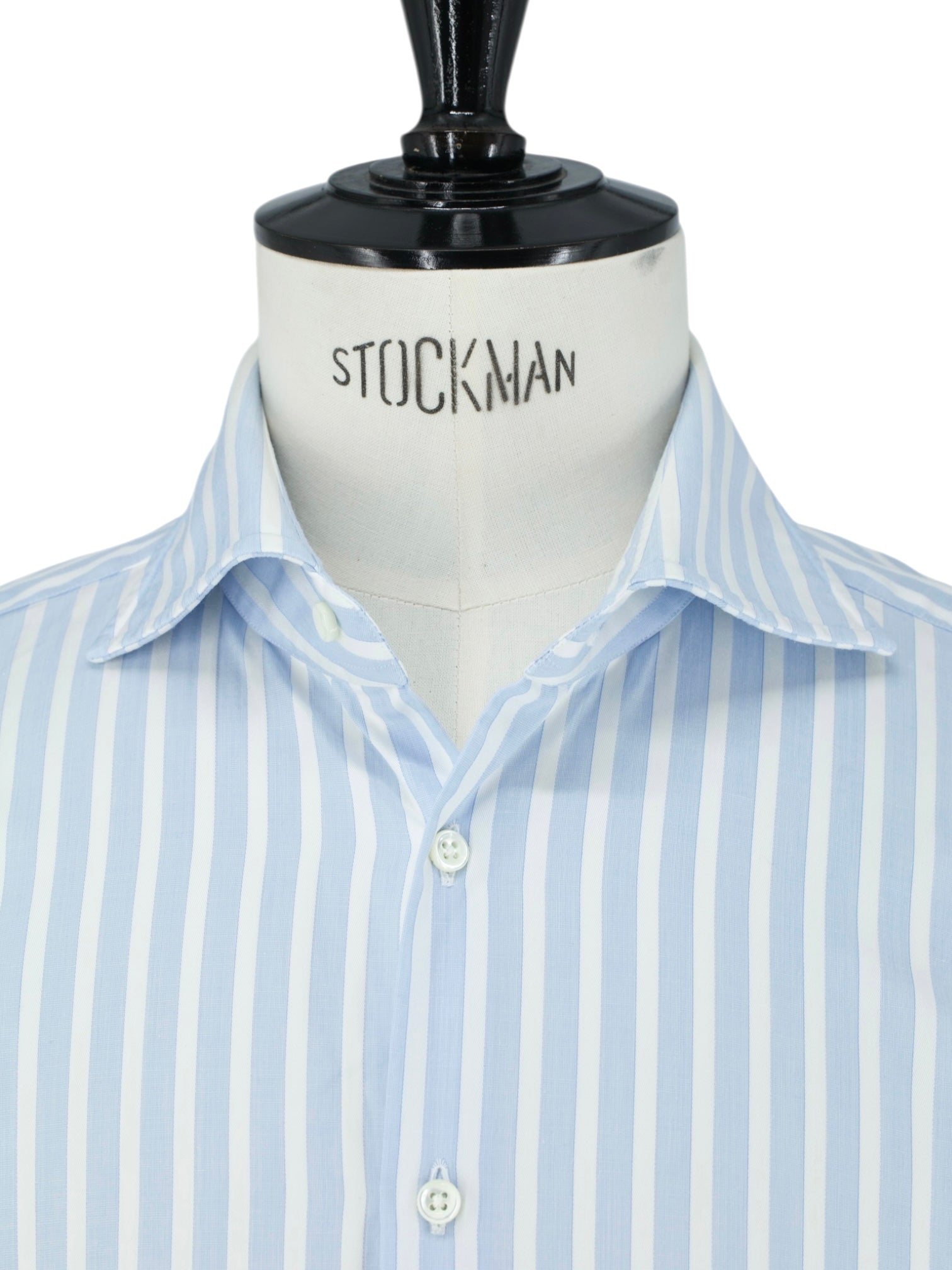 Emanuele Maffeis White & Light Blue Cotton Bengal-Stripe Shirt