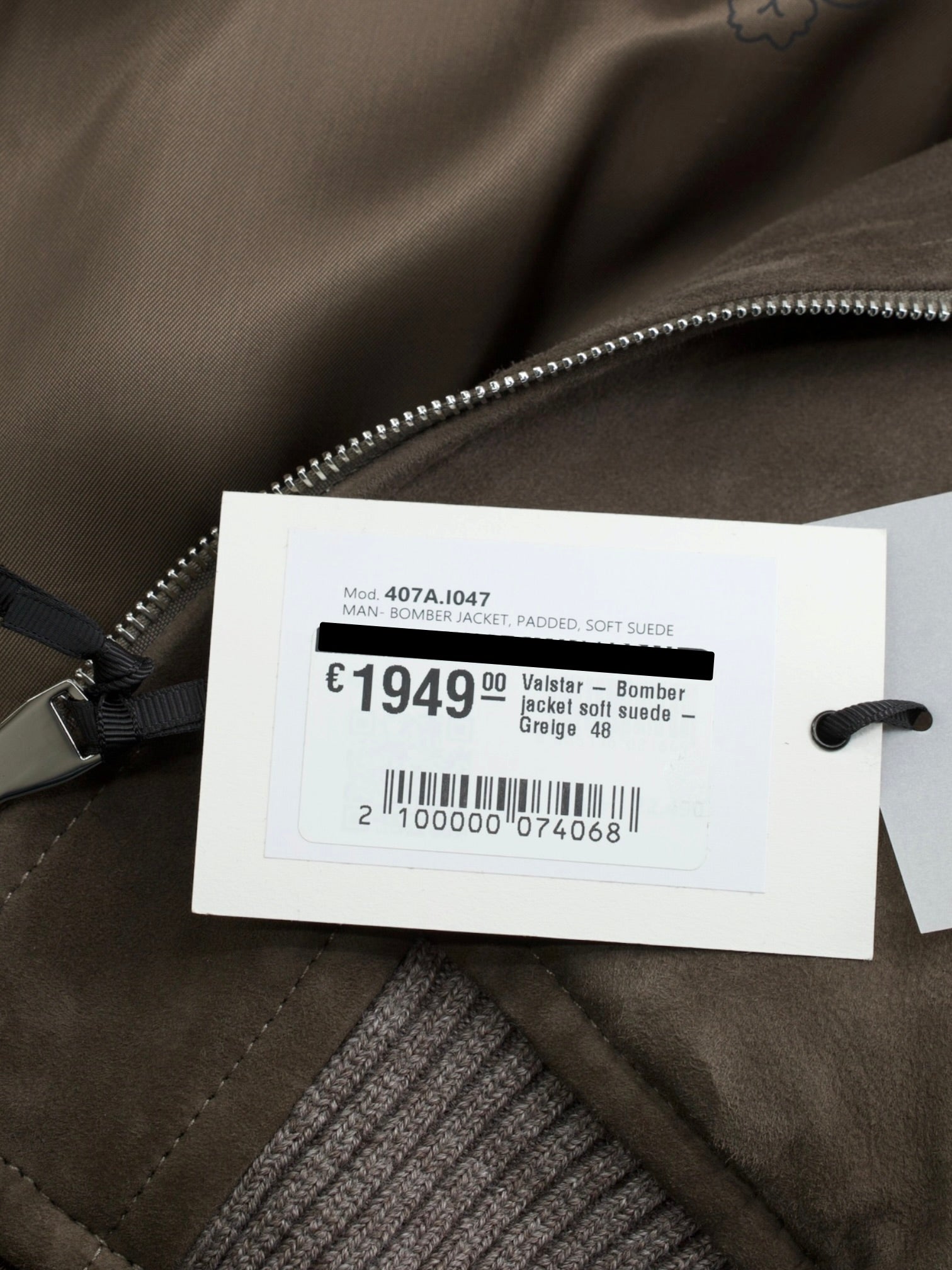 Valstar Warm Grey Lambskin-Suède Padded Bomber Jacket