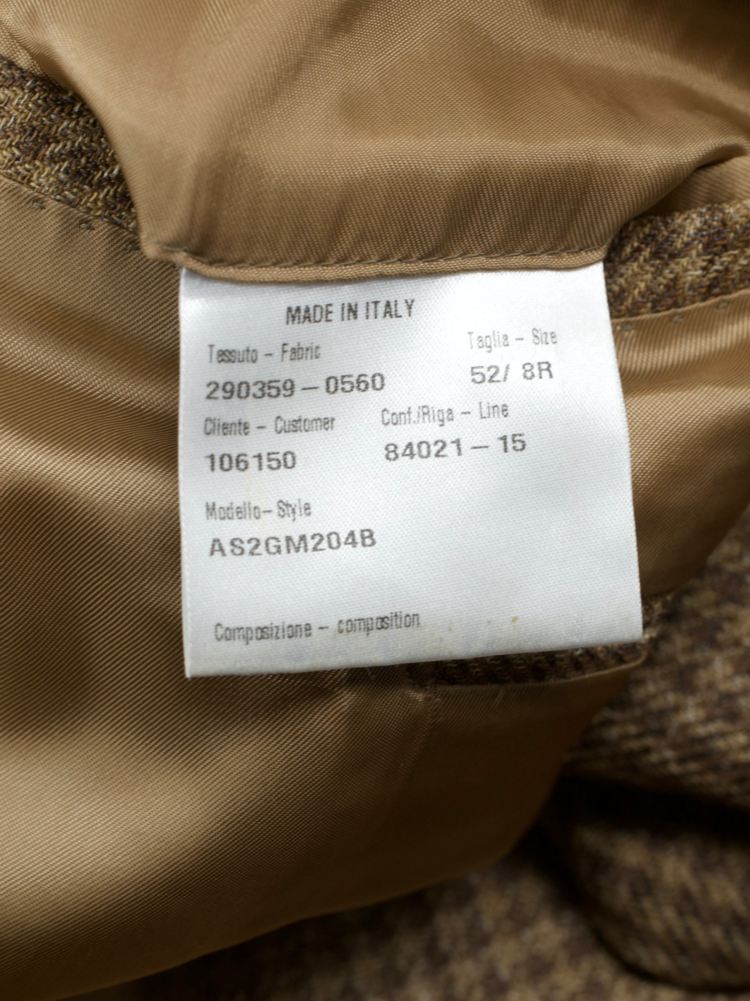Caruso Caramel Brown Wool, Silk & Linen Pied de Poule Jacket