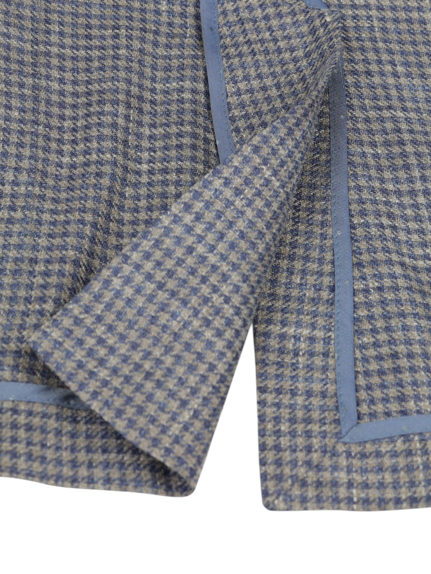Corneliani Taupe & Steel-Blue Wool, Silk & Linen Pied de Poule Jacket
