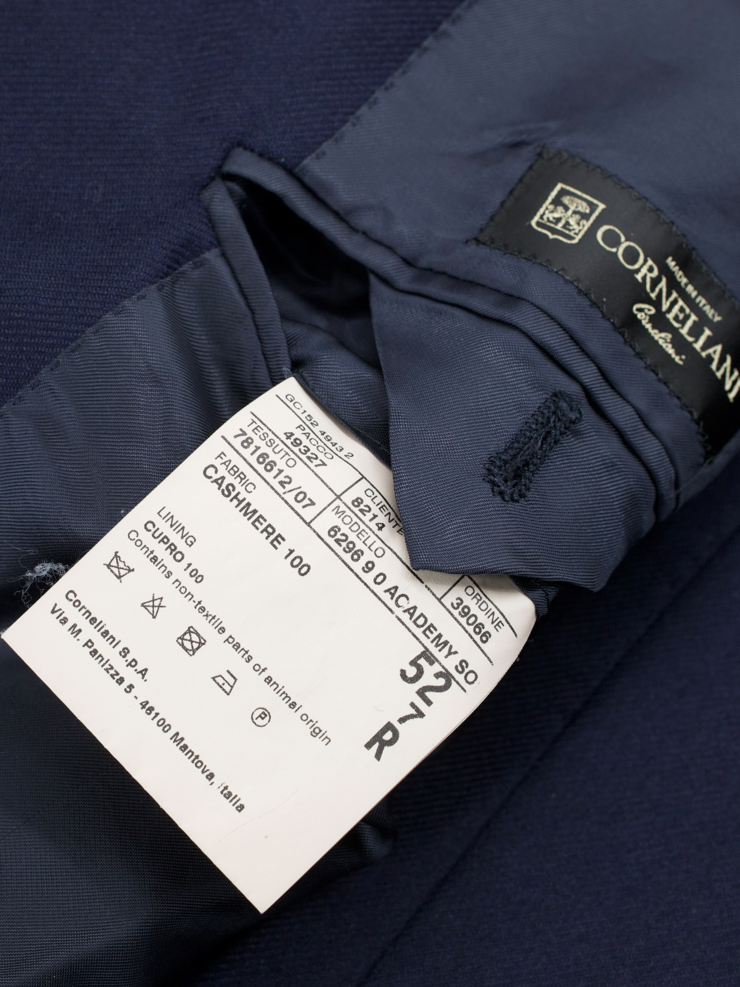 Corneliani Navy Pure Cashmere Twill Academy Jacket