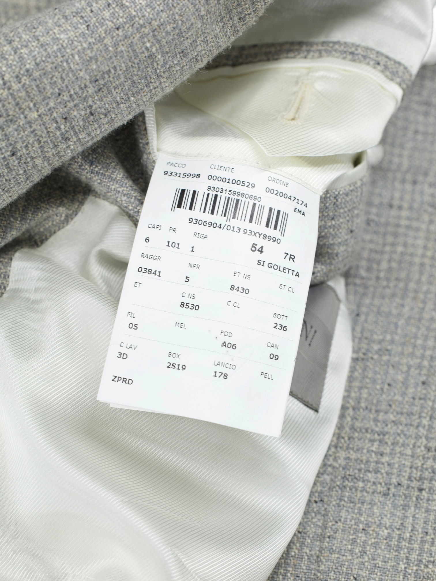 Corneliani Marlbled Greige Double-Breasted Silk, Linen & Wool Jacket