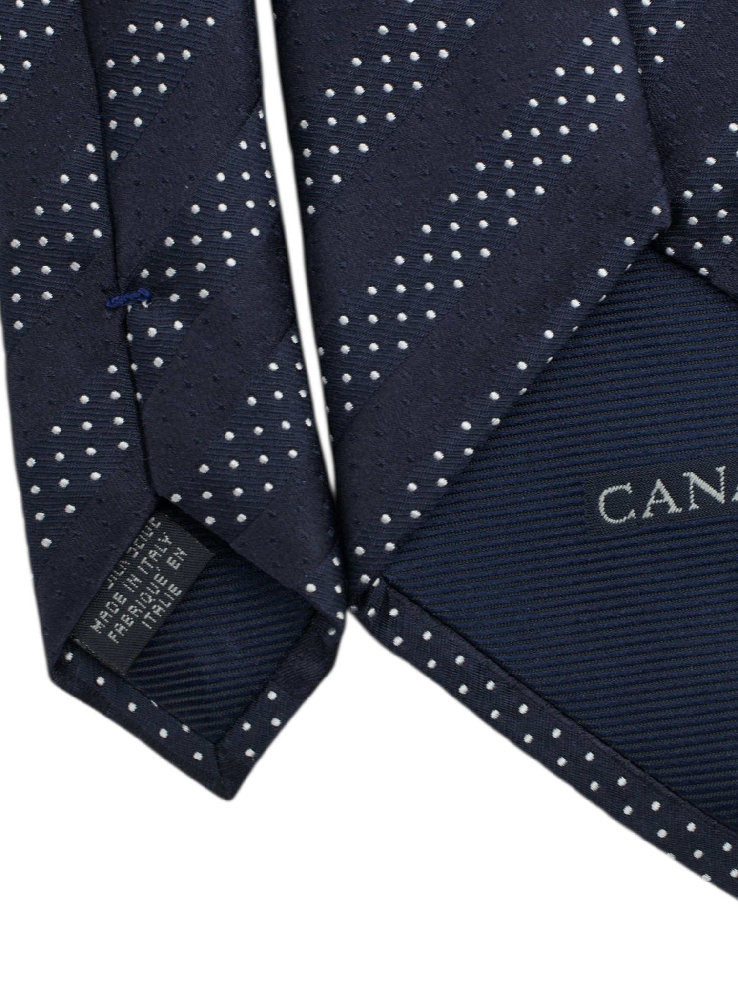 Canali Deep Navy Silk Stripe & Dots Tie