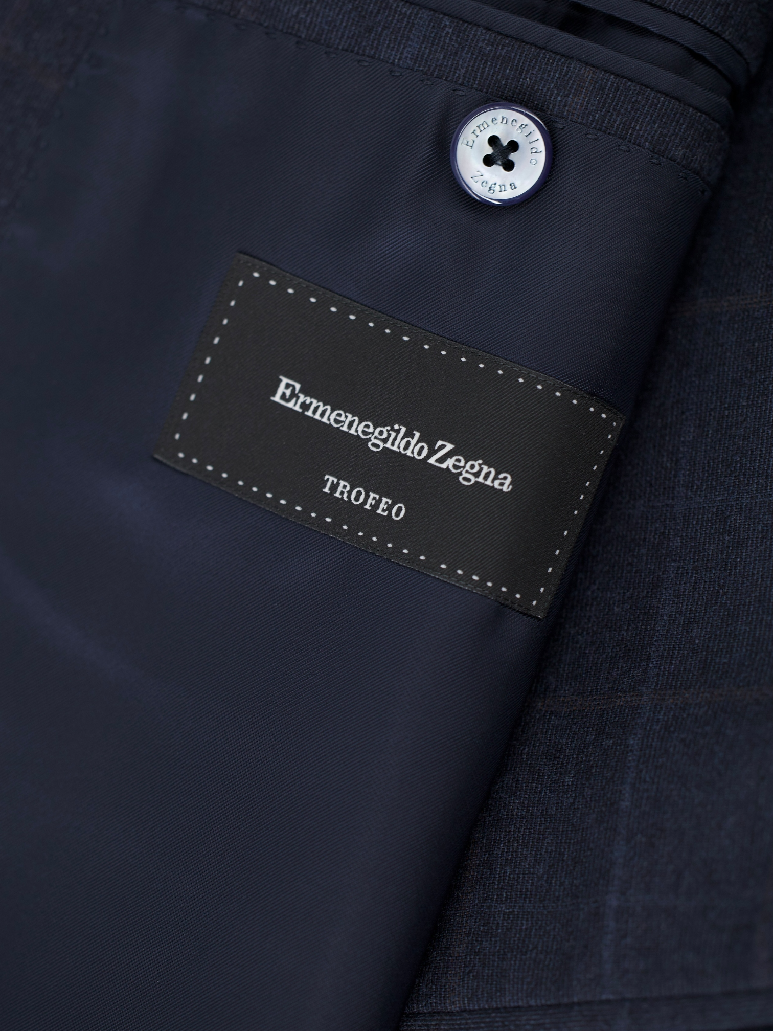Ermenegildo Zegna Dark Blue Wool & Silk Windowpane Milano Easy Suit