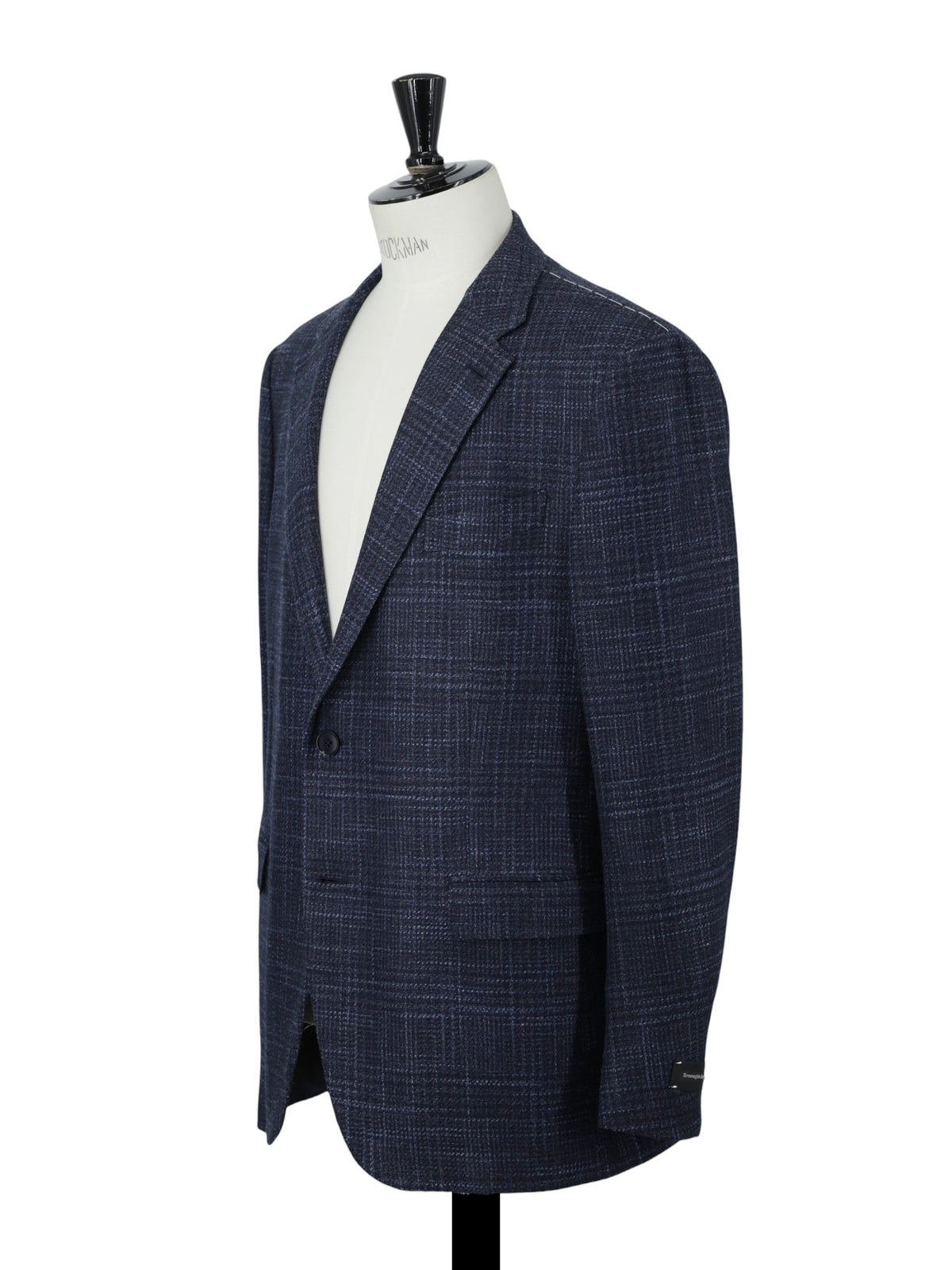Ermenegildo Zegna Dark Blue Wool, Silk & Cashmere "Winter Crossover" Checkered Jacket