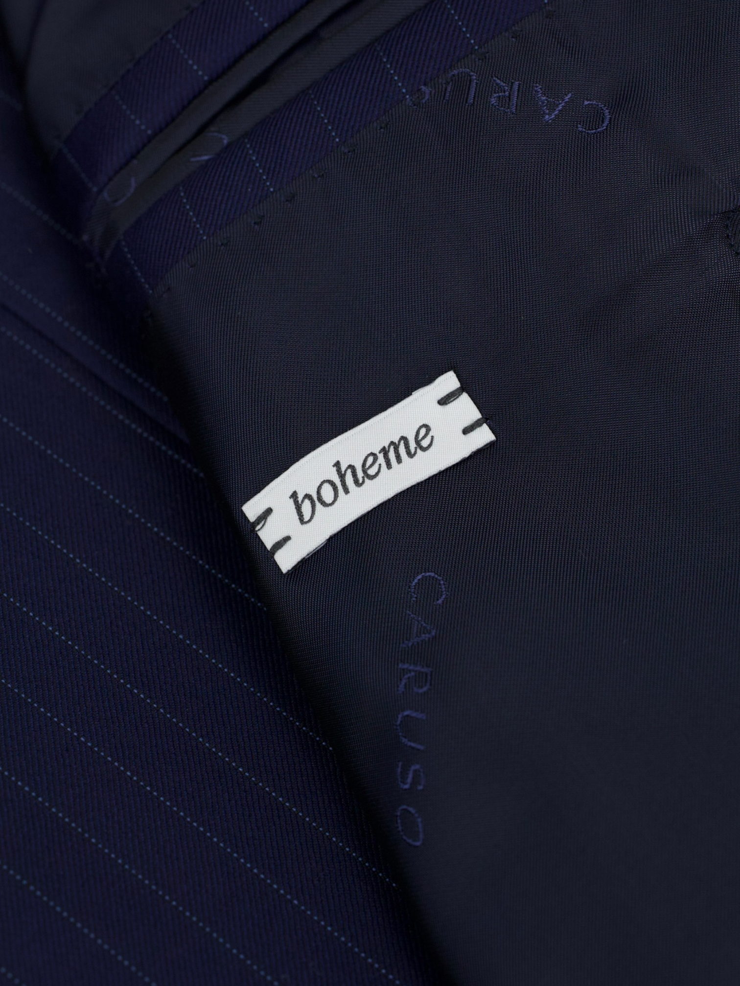 Caruso Dark Blue Super 150's "Australis" Pinstripe Boheme Suit + Extra Trousers