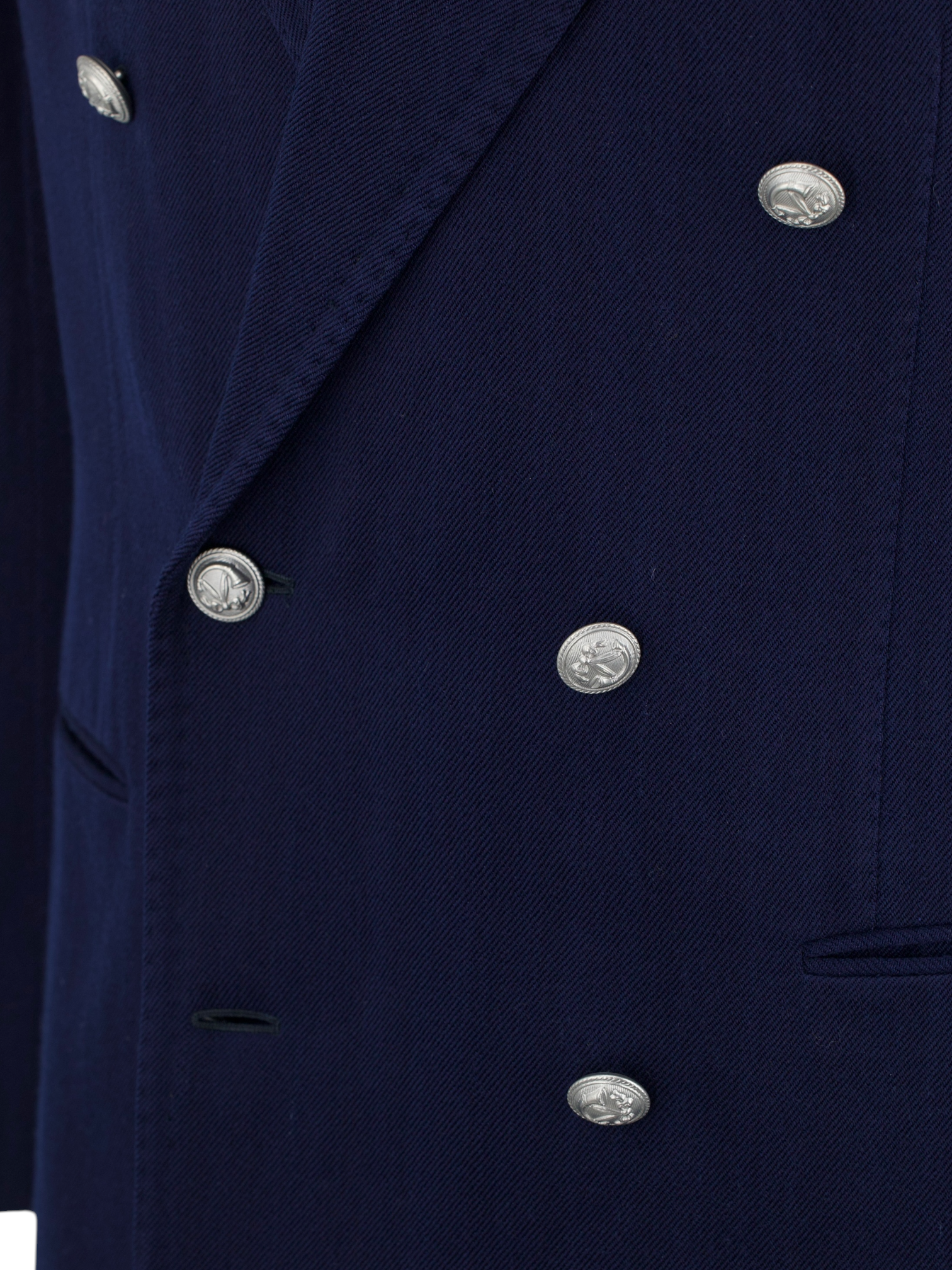 Stile Latino Marine Blue Double-Breasted Cotton-Twill Blazer Jacket