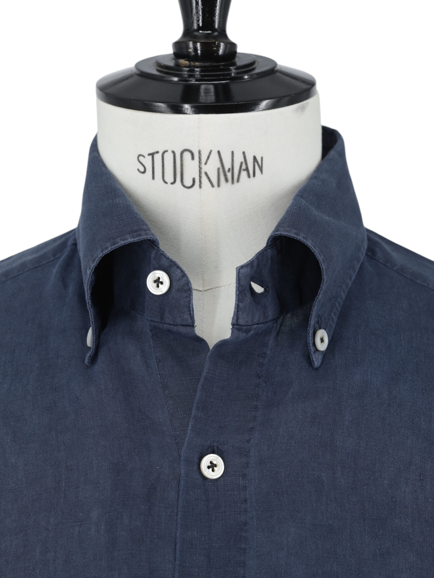 Finamore Dark Blue Pure Linen Button-Down Shirt