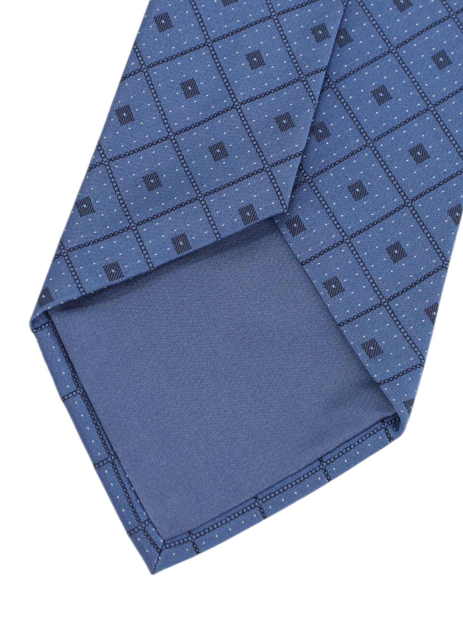 Brioni Blue Silk Diamond Pattern & Polkadot Tie