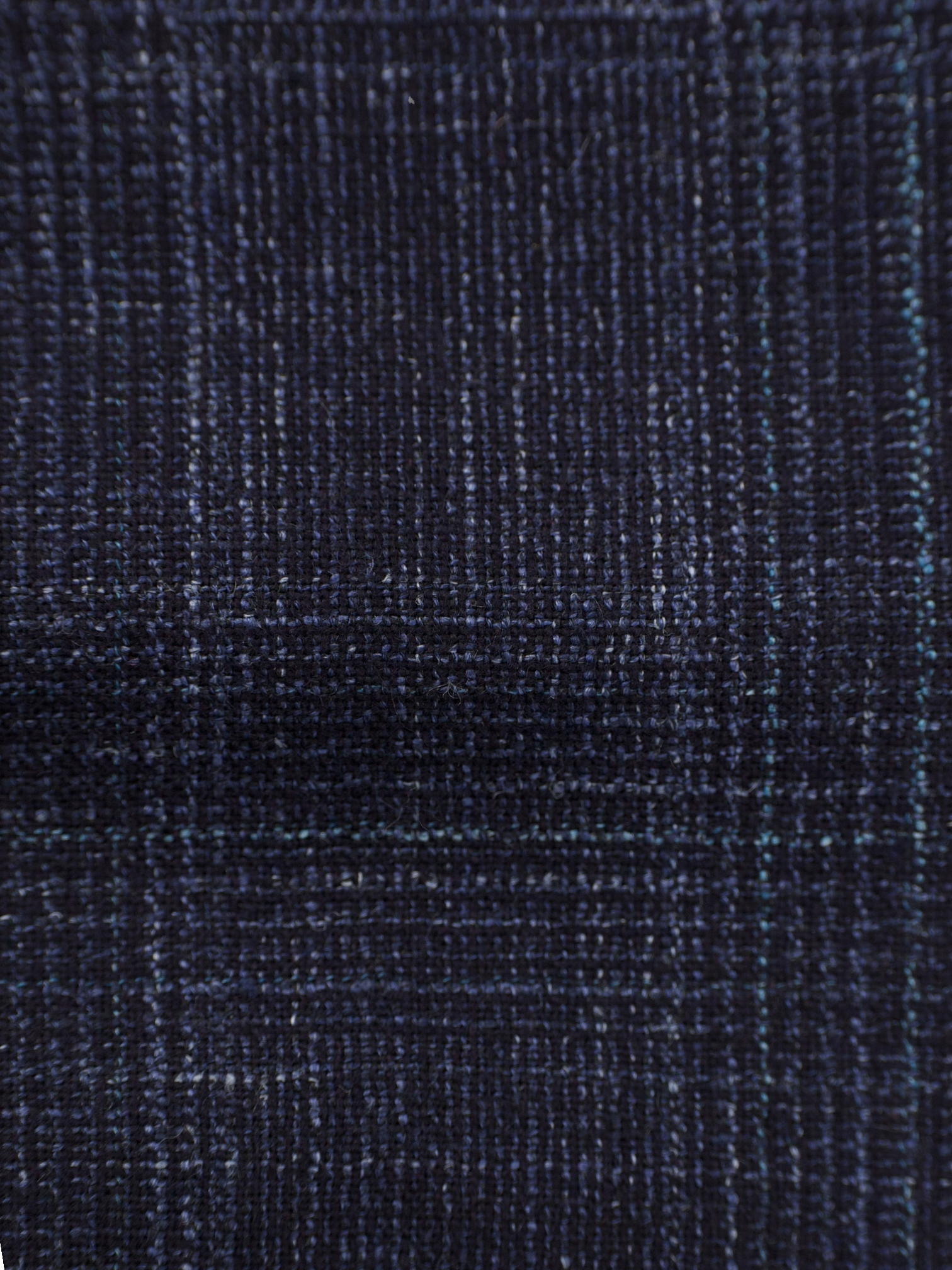 Kiton Dark Blue Cashmere, Wool, Silk & Linen Double Breasted Glenplaid Suit