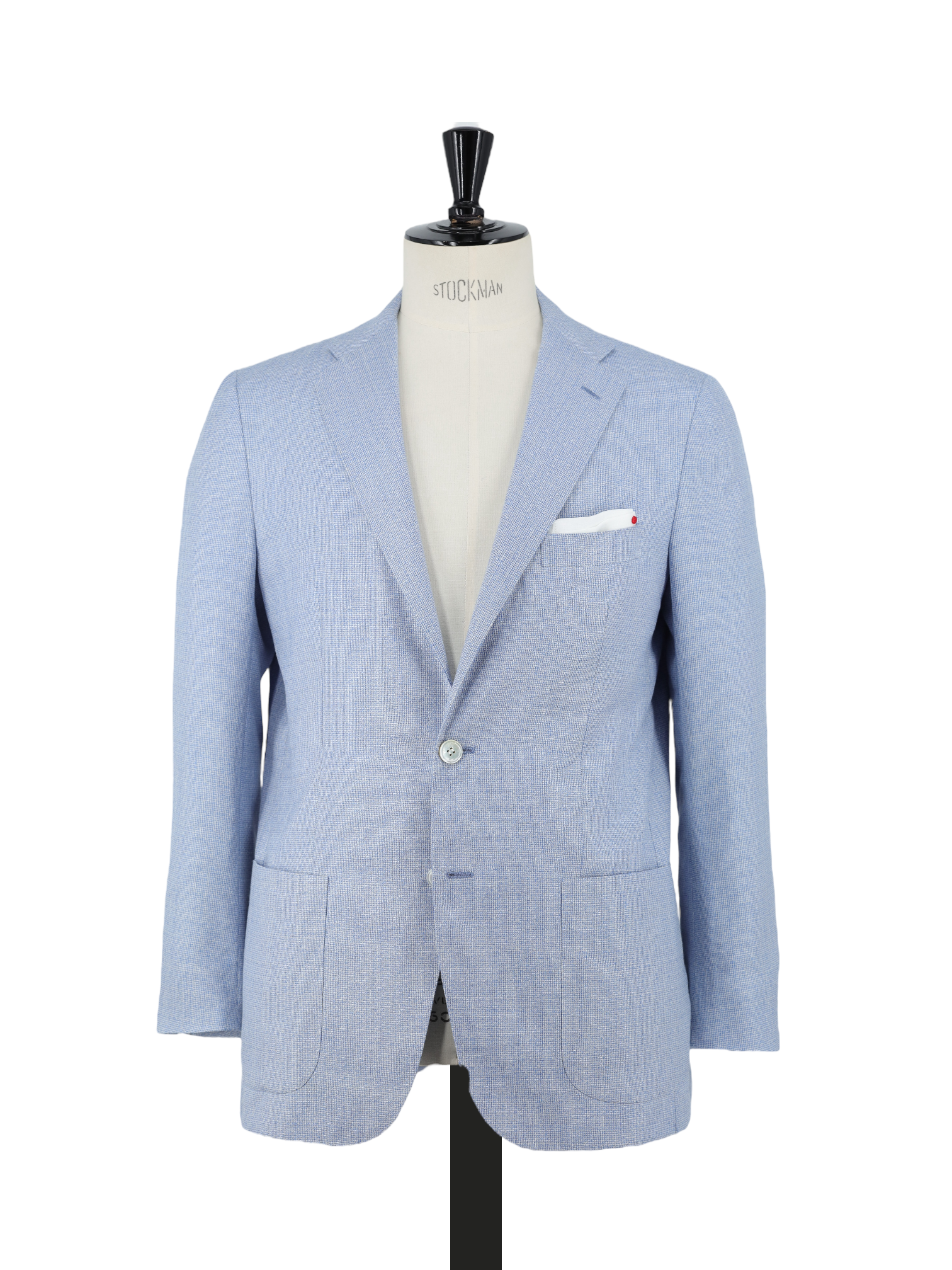 Kiton Light Blue Cashmere, Silk & Linen Micro-Pattern Jacket