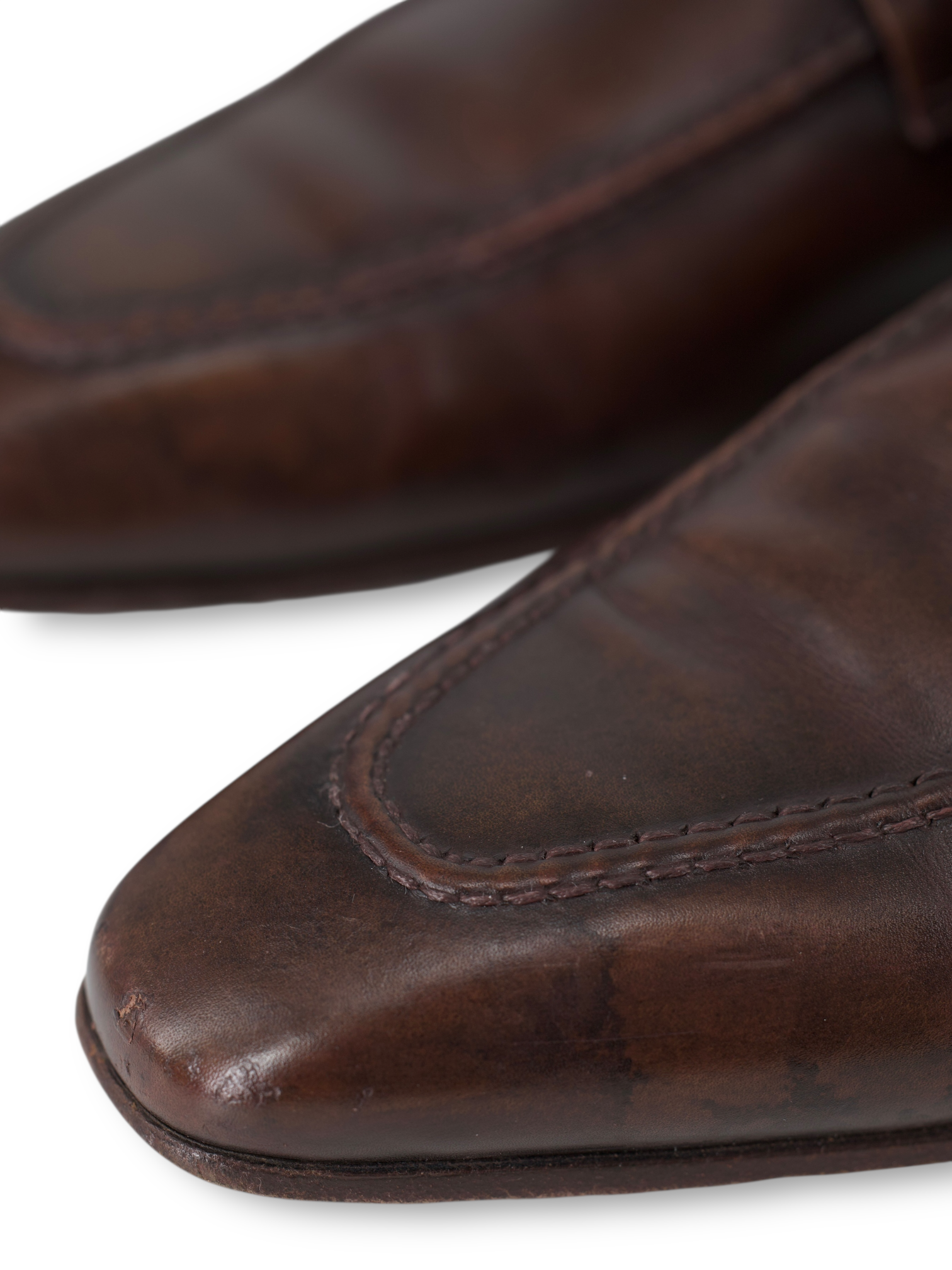 Santoni Dark Brown Museum-Calf Strap Loafer