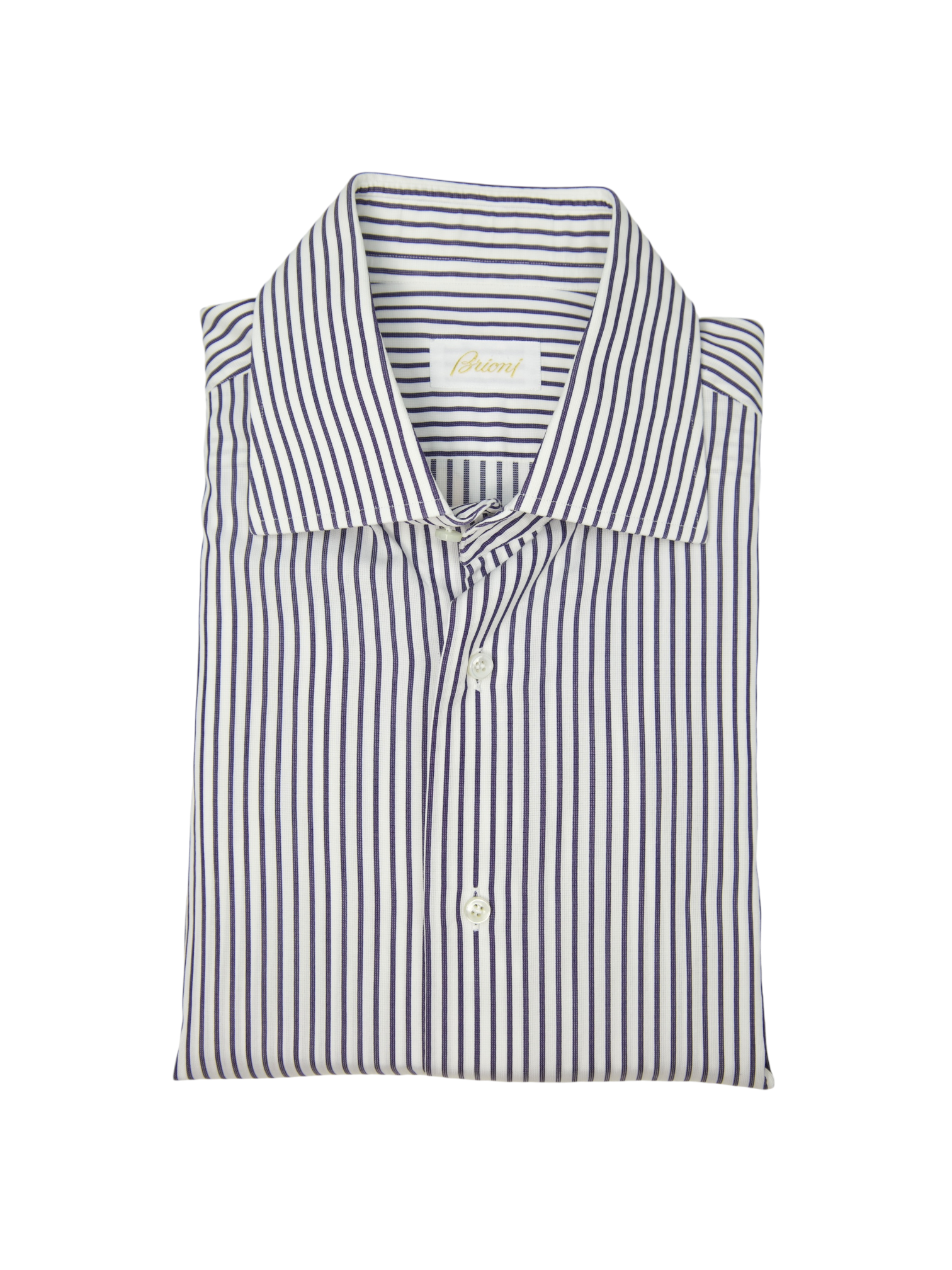 Brioni White & Navy Cotton Pinstripe Shirt