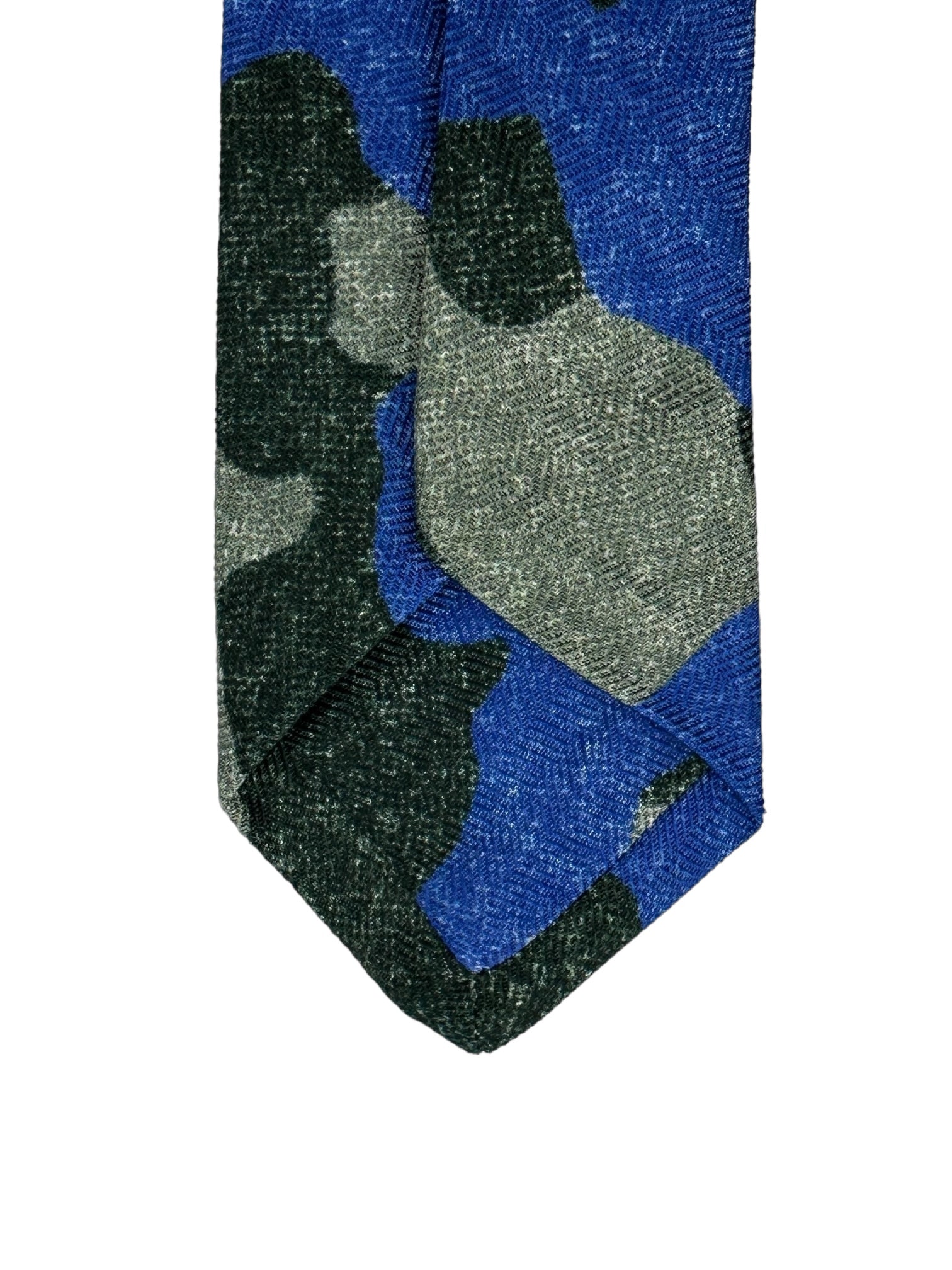 Kiton 5-Fold Grey and Blue Camouflage Tie