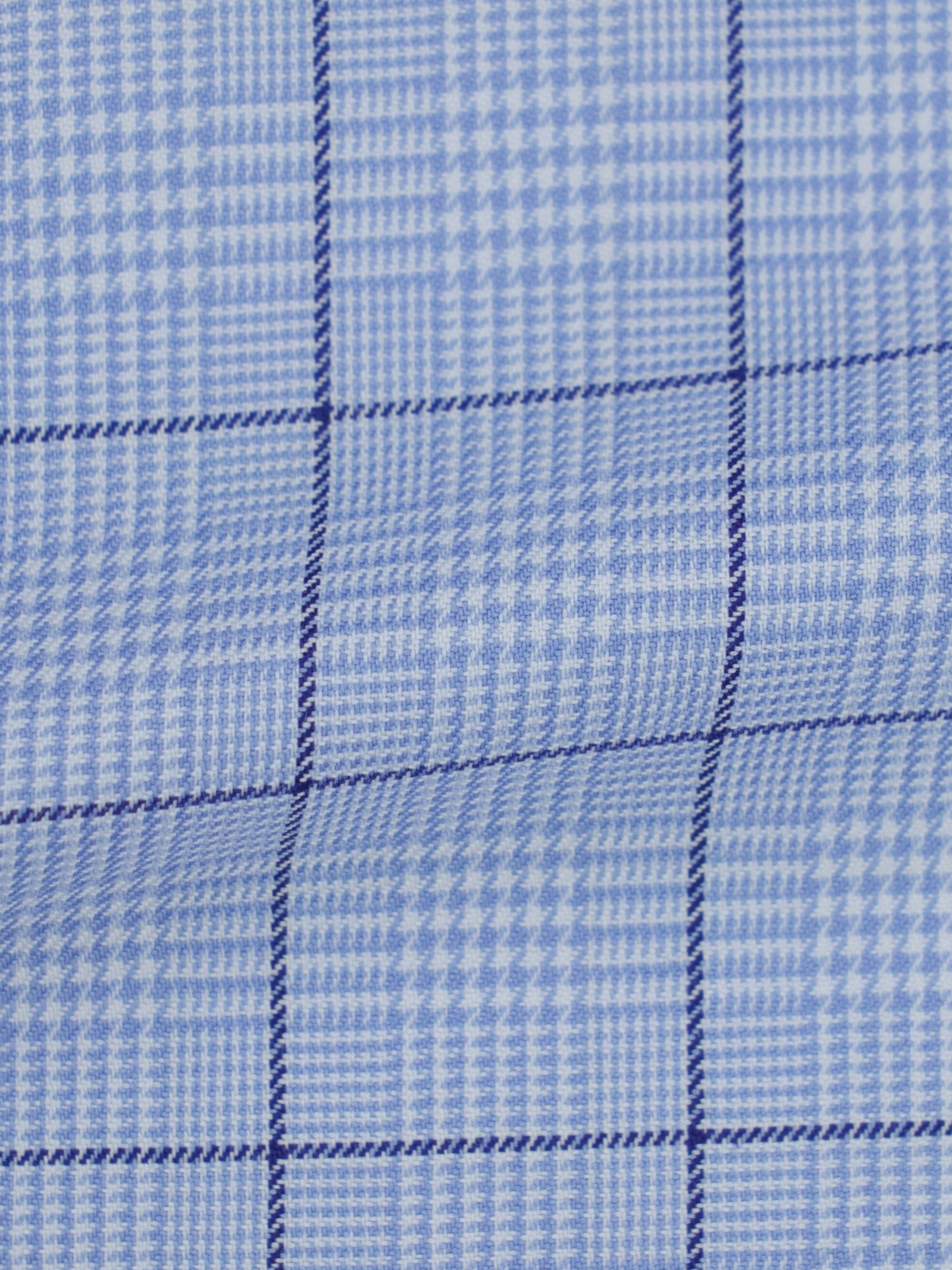 Luigi Borrelli Blue Heavyweight Cotton Prince of Wales Shirt