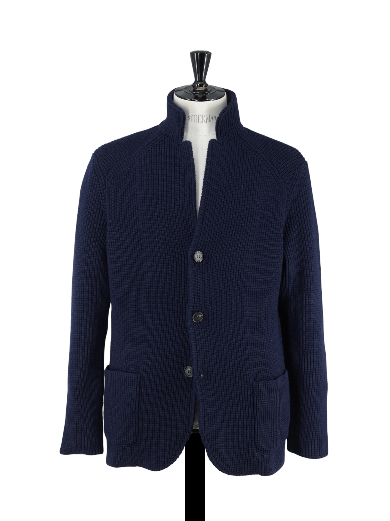 Maurizio Baldassari Navy Heavyweight Tricot-Wool Sweater Jacket