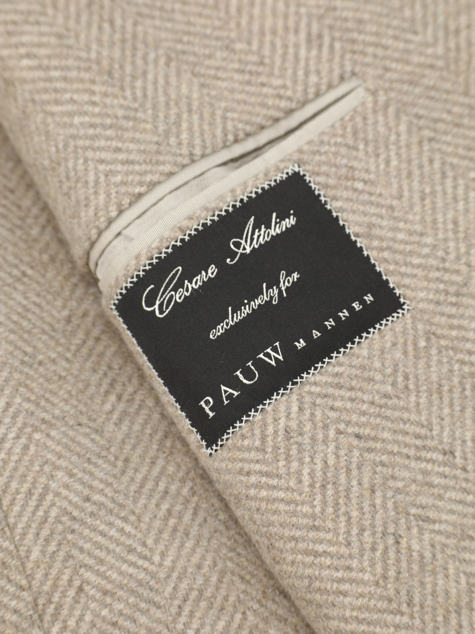 Cesare Attolini Taupe Pure Cashmere Herringbone Sartorial Polo Coat