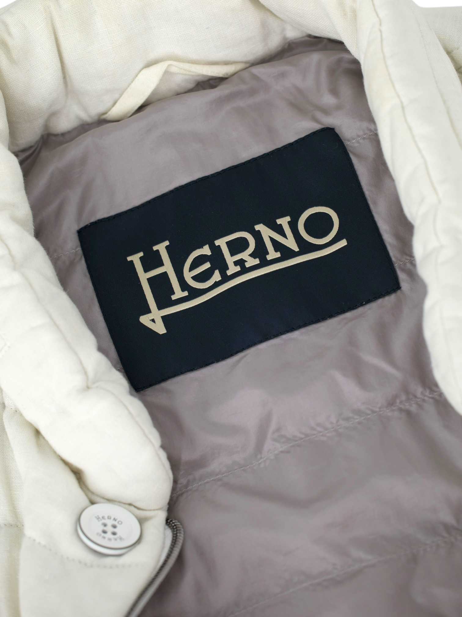 Herno White Pure Linen Padded Summer Vest