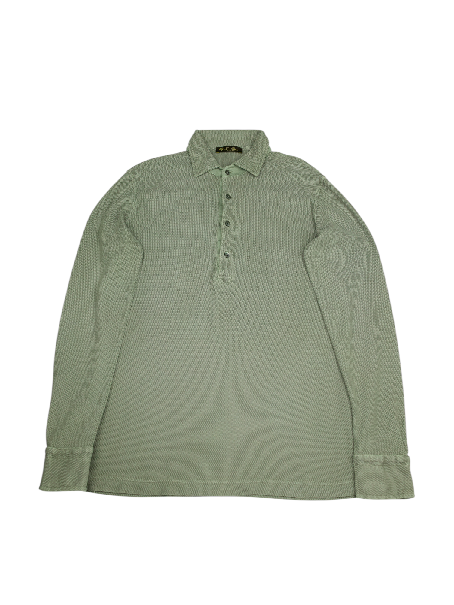 Loro Piana Grey Cotton Piqué Long-Sleeve Polo Shirt