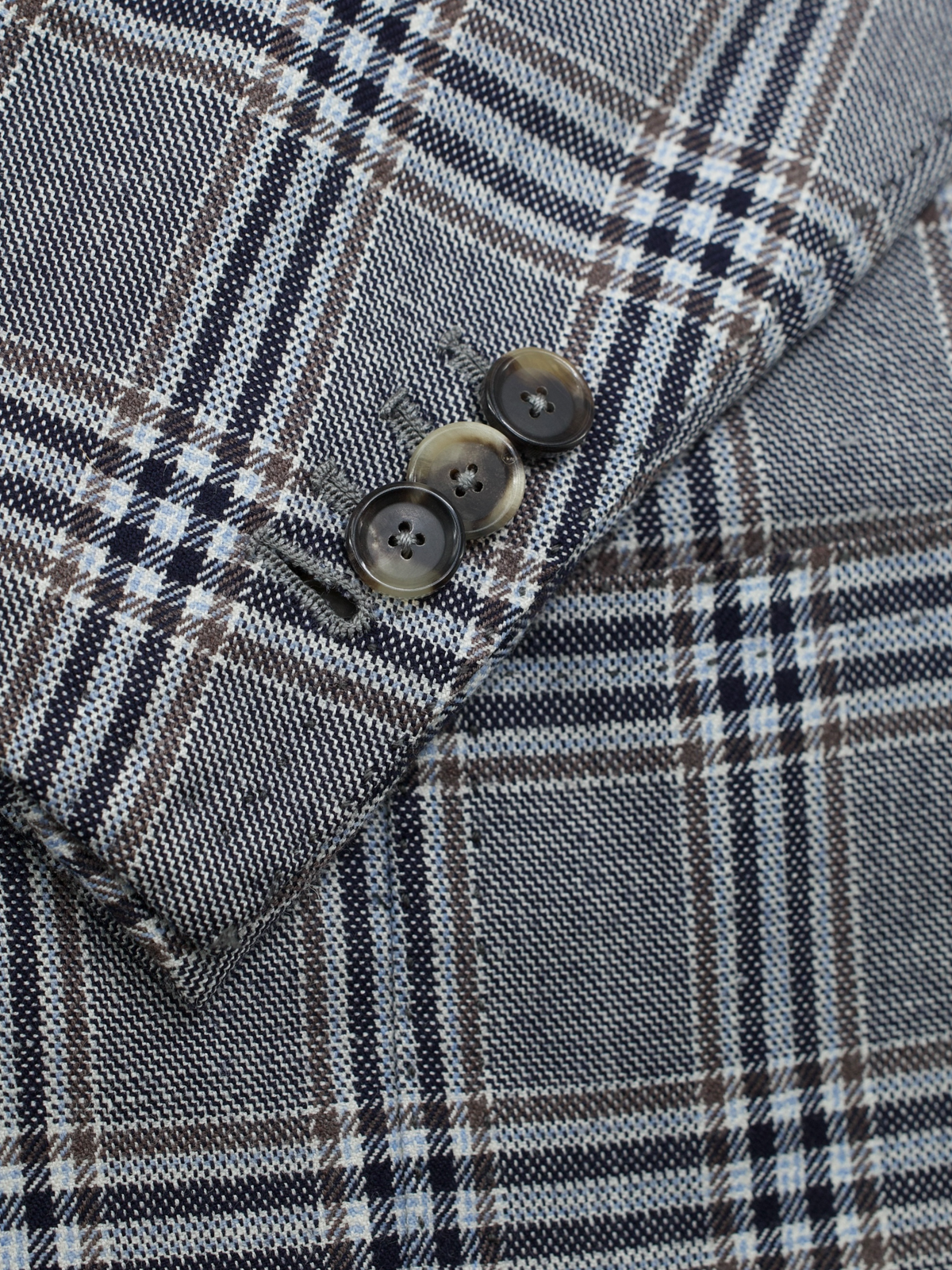 Cesare Attolini Taupe Super 140's, Silk & Linen Windowpane Jacket