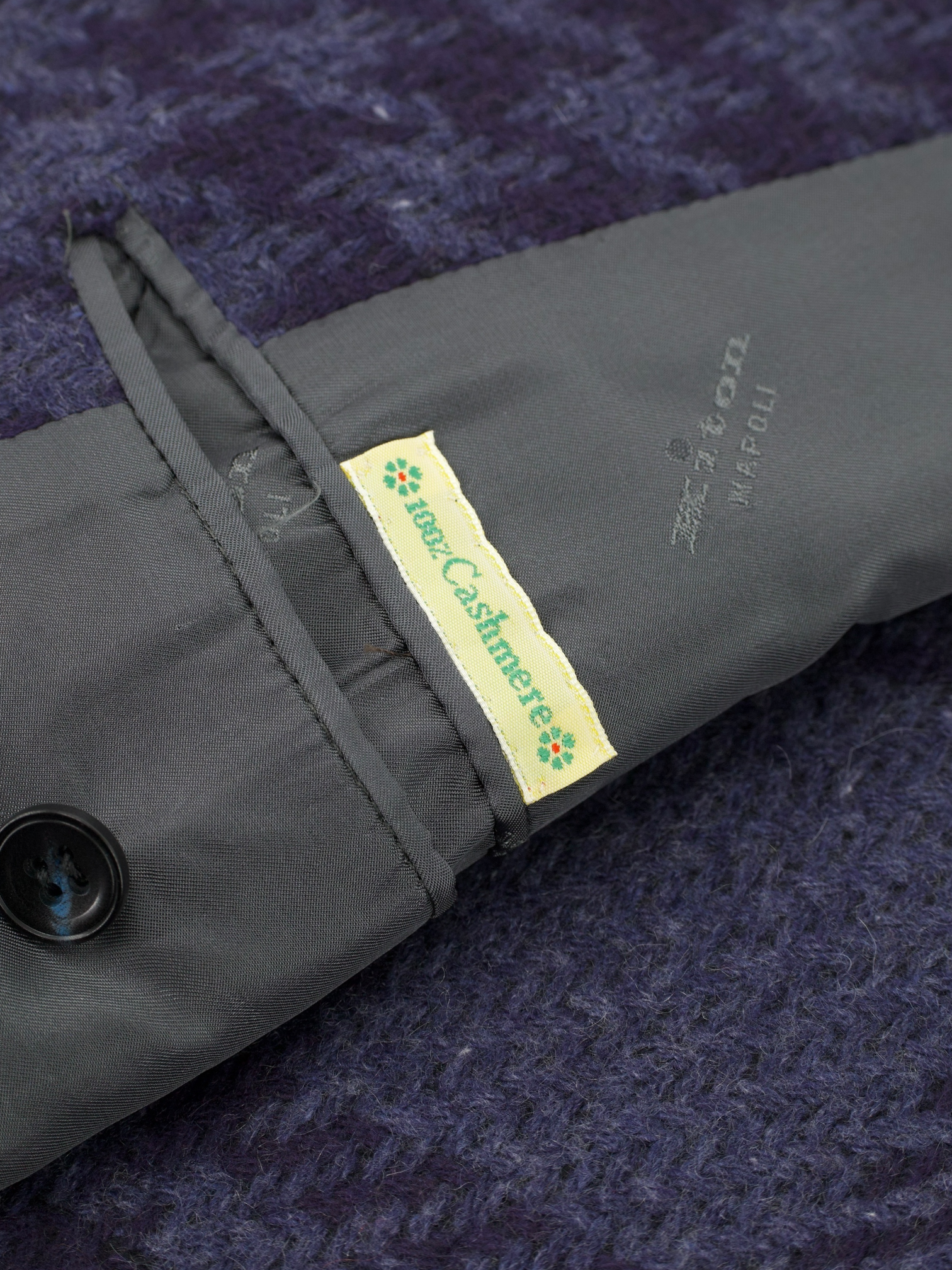 Kiton Blue Pure Plushy-Cashmere Prince de Galles Winter Jacket