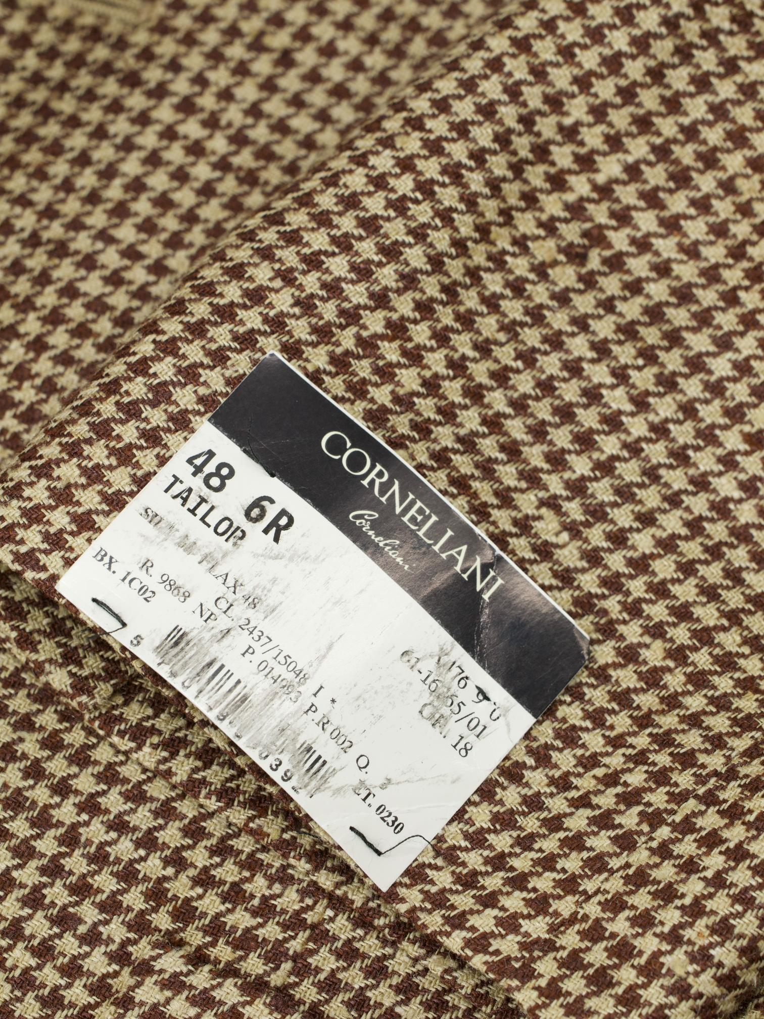 Corneliani Light Brown Silk & Linen Houndstooth Jacket