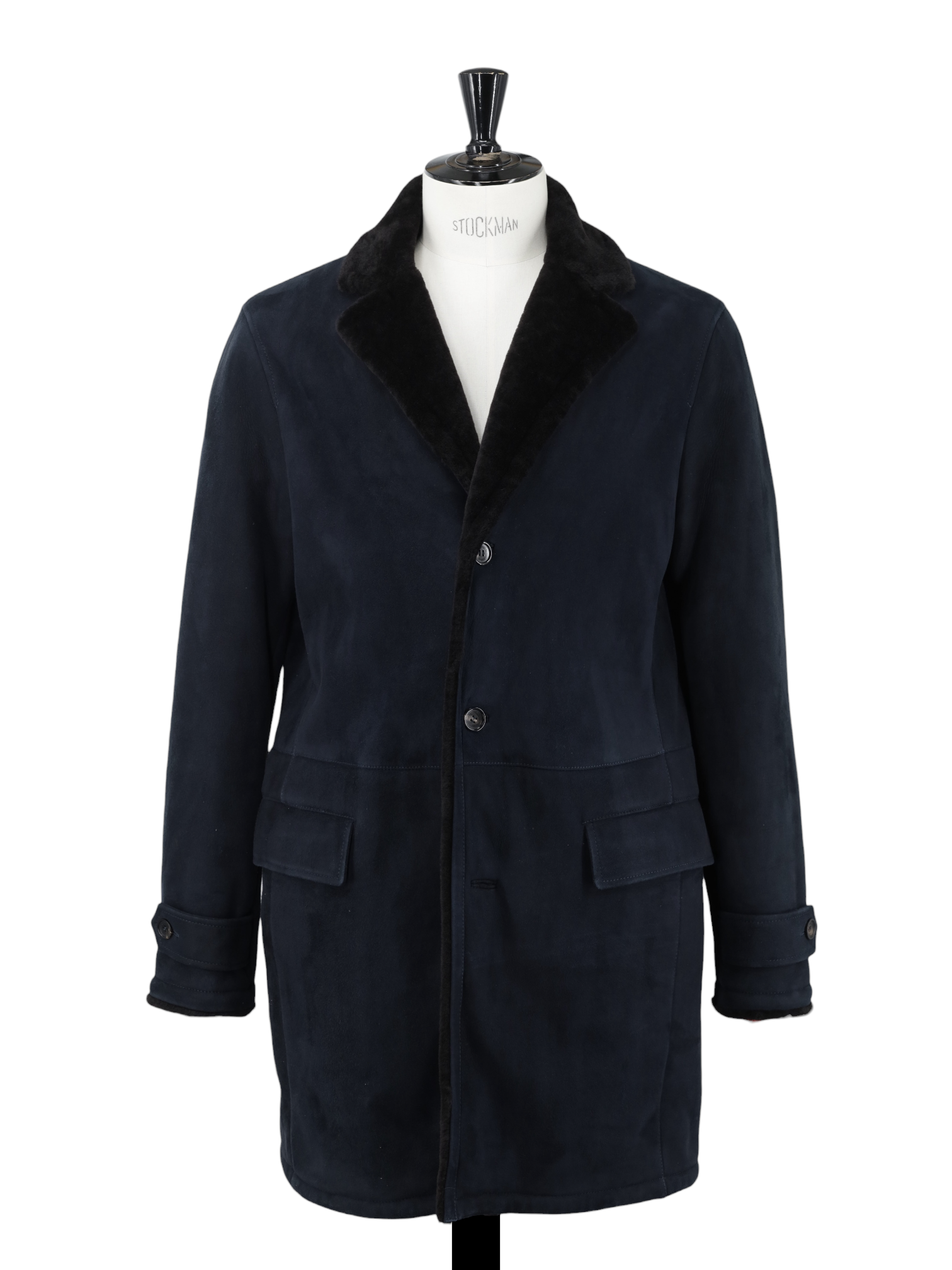 Ermenegildo Zegna Navy Lambskin Suède Lammy Coat