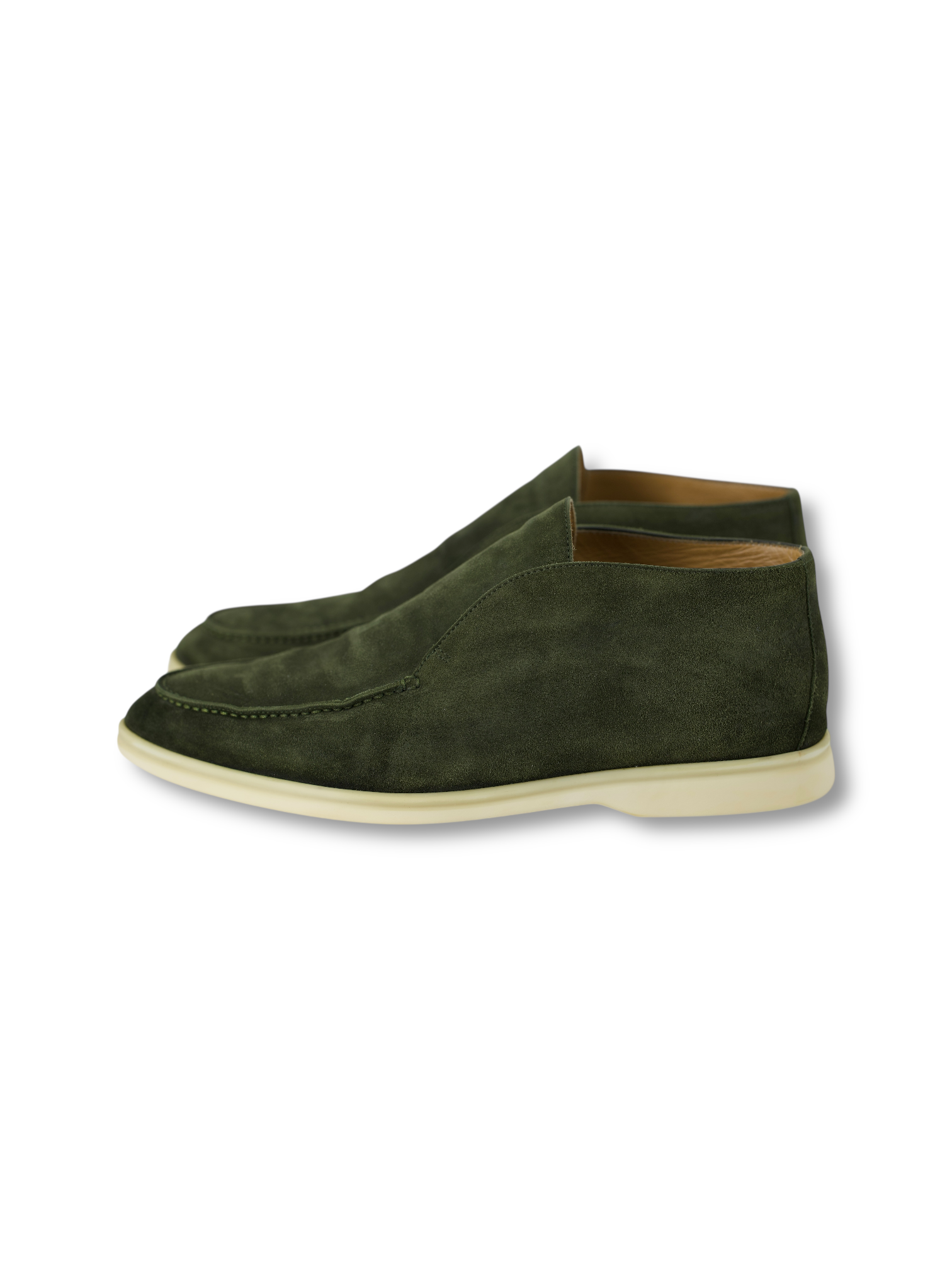Loro Piana Cucunci Green Suede Open Walk Ankle Boots
