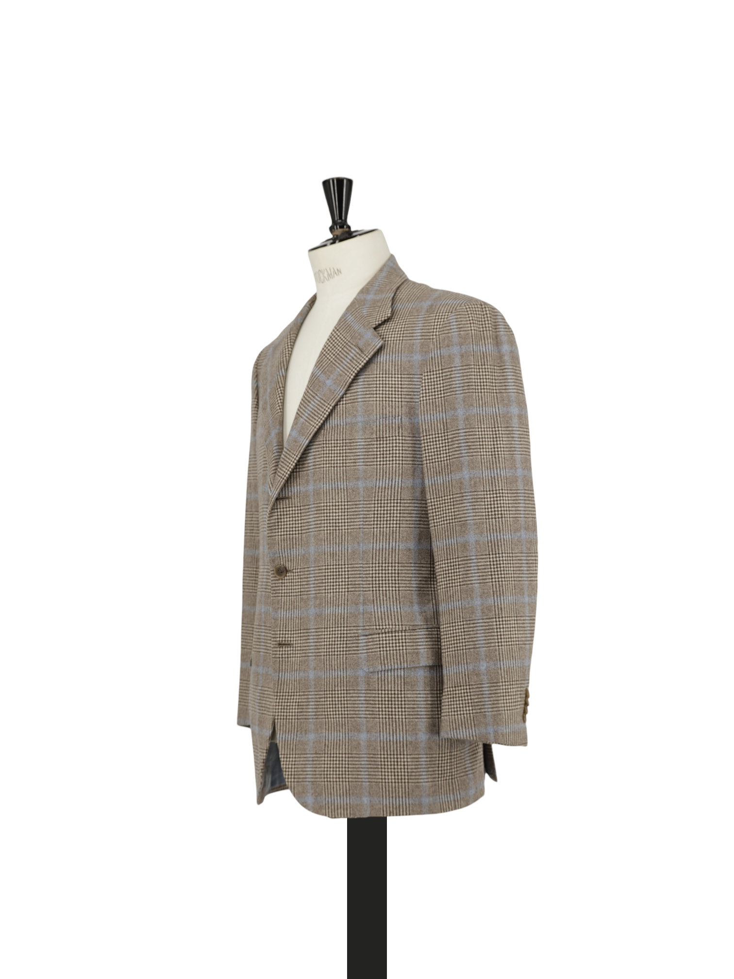 Brioni Light Brown & Blue Brushed Wool Prince of Wales Senato Jacket
