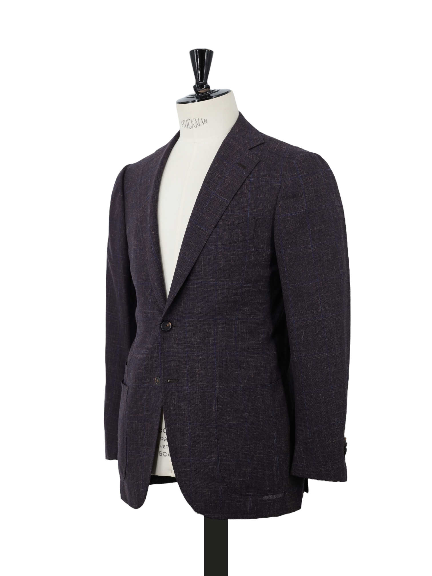 Cesare Attolini Mahogany Brown Wool, Silk & Linen Windowpane Jacket
