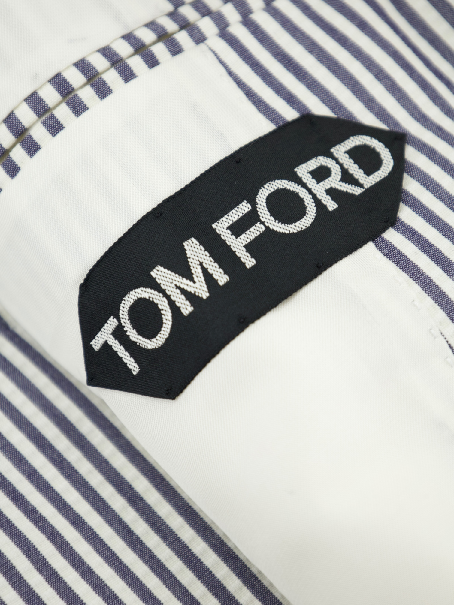 Tom Ford White & Blue Cotton Seersucker Pinstripe Spencer Jacket