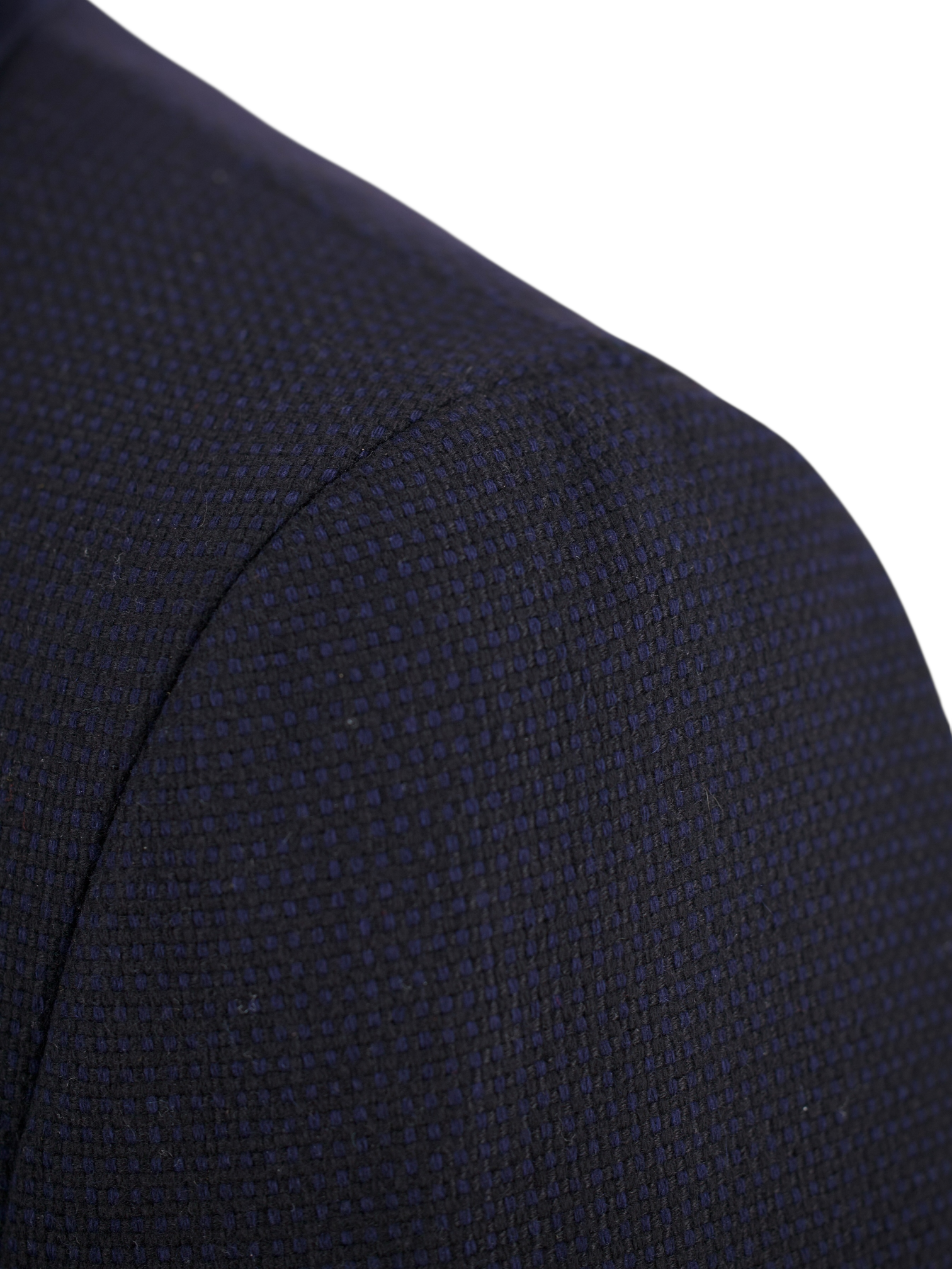 Cesare Attolini Navy Pure Cashmere Bicolor Micro-Pattern Covert Coat