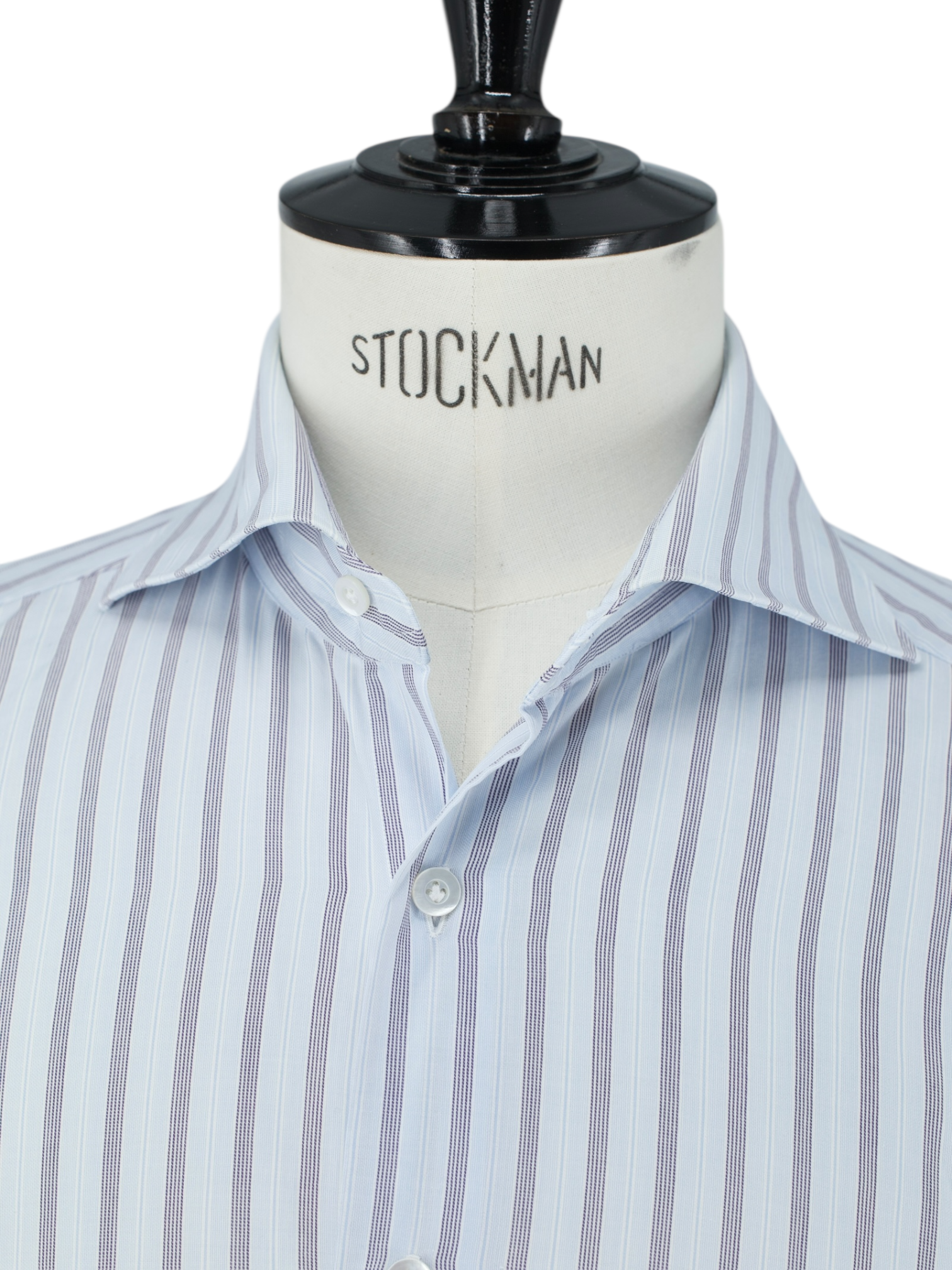 Fray Light Blue Fine-Cotton Vintage Stripes Shirt