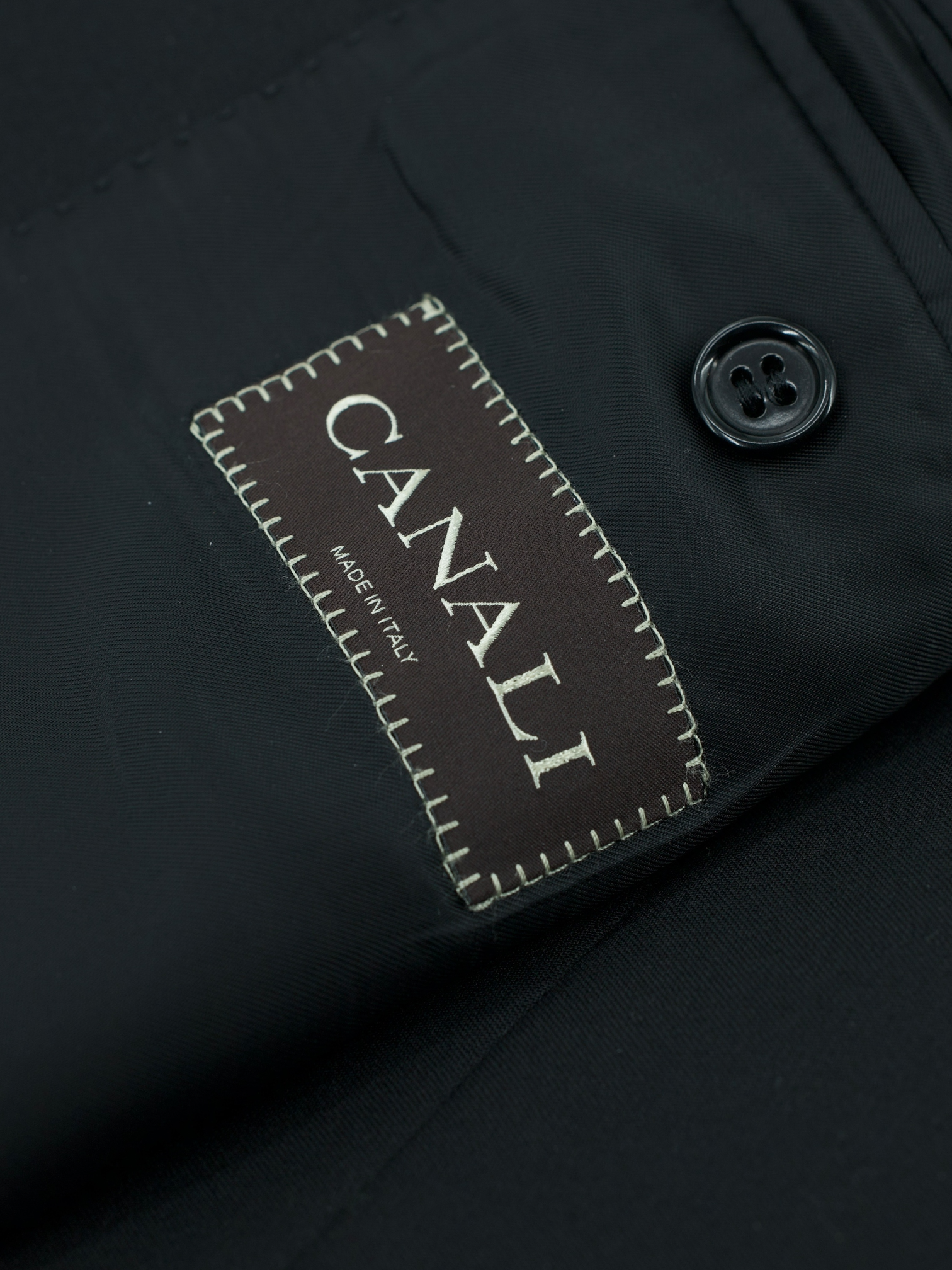 Canali Black Extrafine Wool Twill Classic Jacquet
