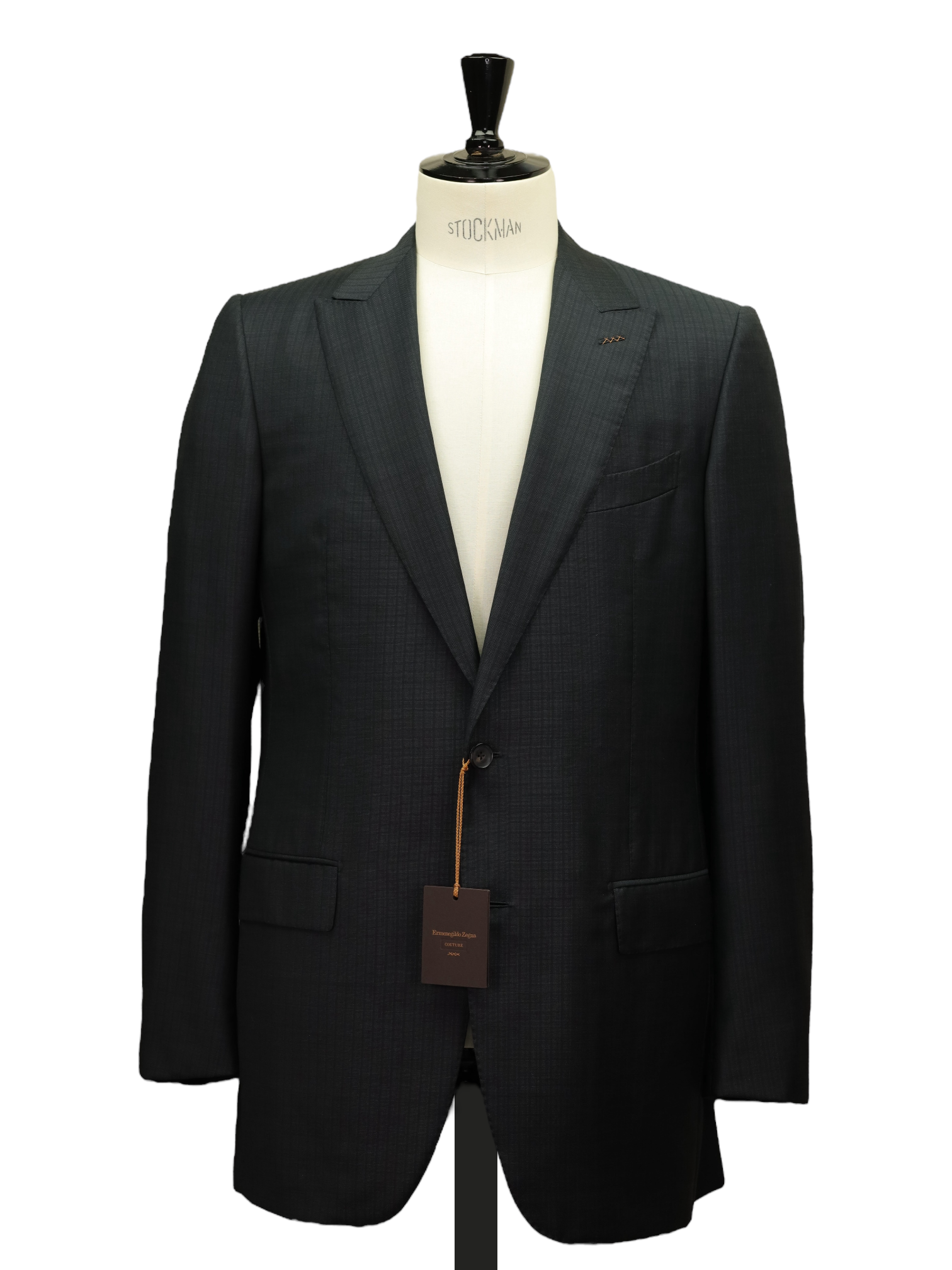 Ermenegildo Zegna Couture Dark Grey Handmade Wool & Silk Striped Suit