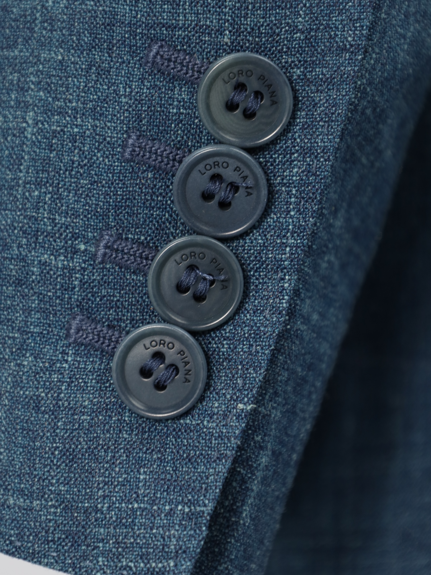 Loro Piana Petrol Wool, Silk & Linen "Summertime" Double-Breasted Jacket