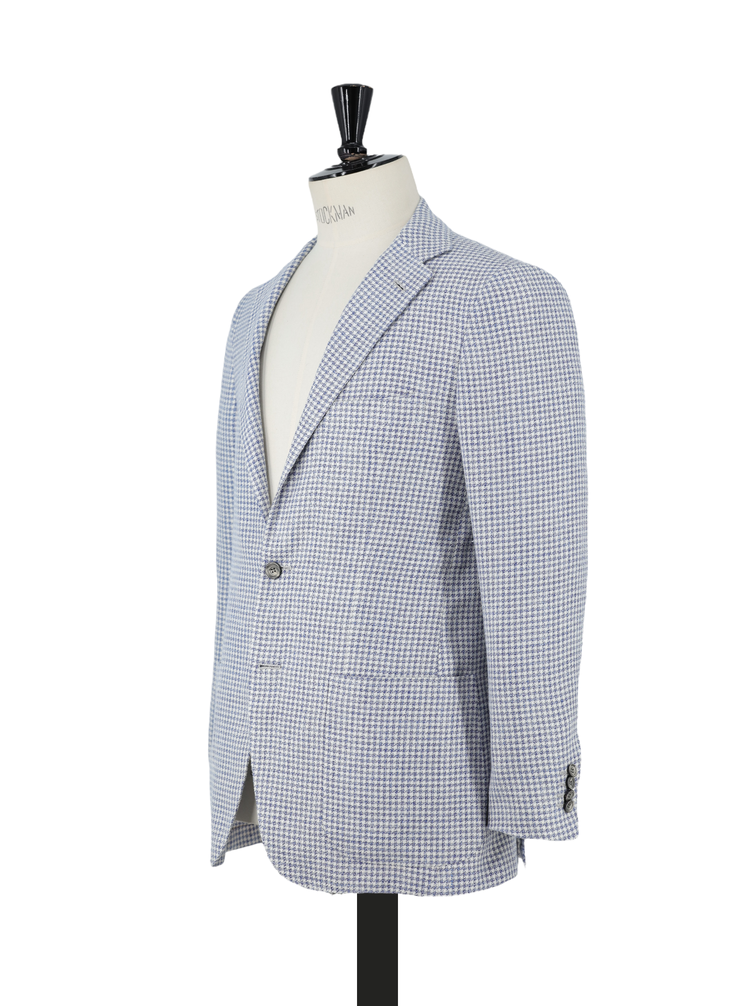 Kiton Chambray Blue Linen, Silk & Cotton Pied de Poule Jacket