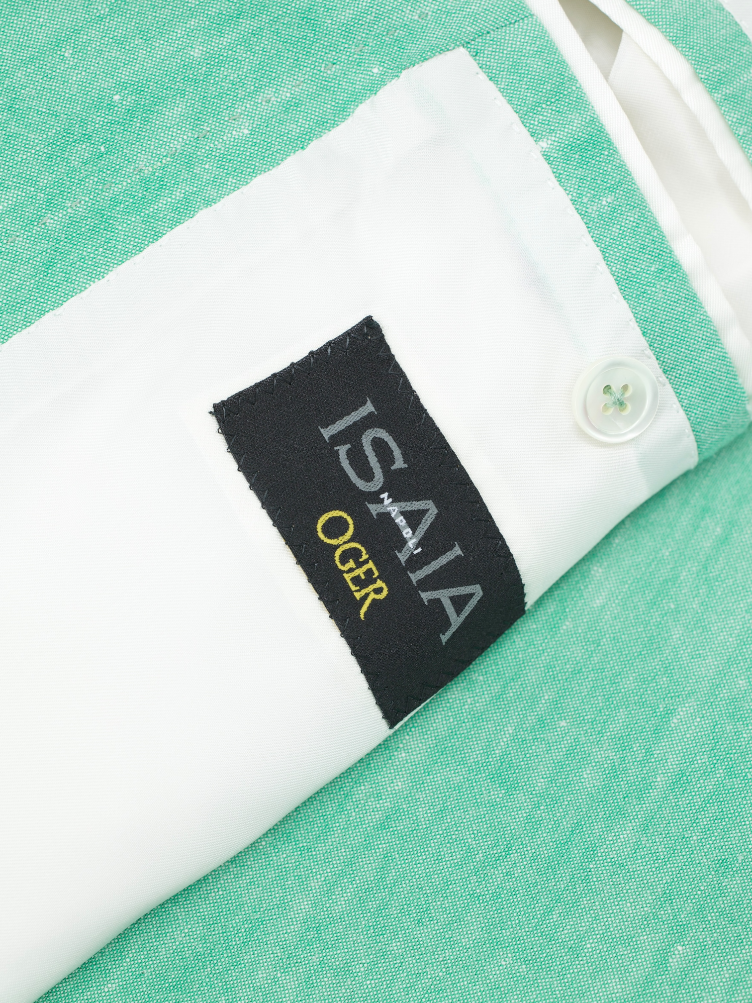 Isaia Mint Green Cotton & Linen Summer Jacket