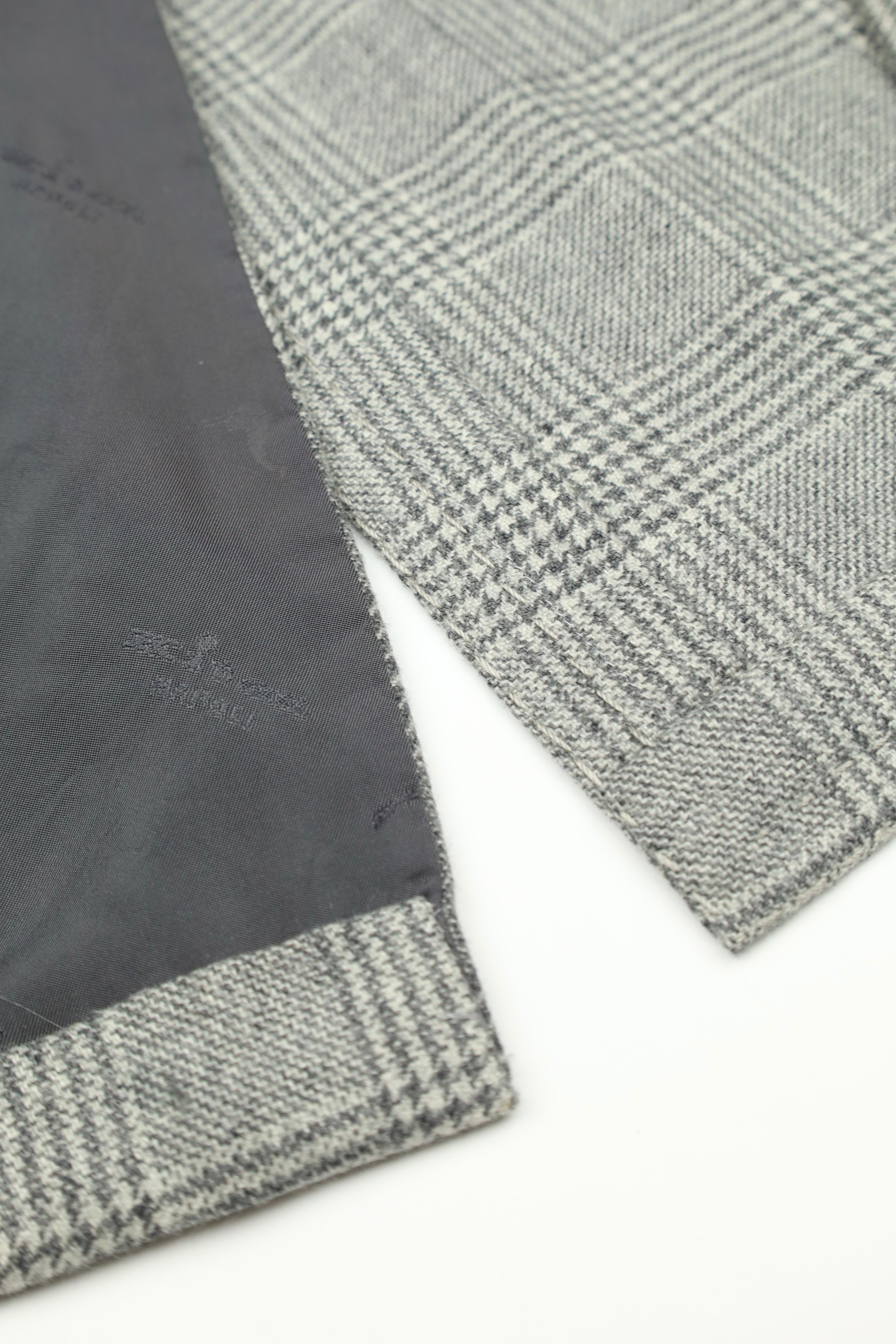 Kiton Light Grey Cashmere & Silk Glenplaid Jacket