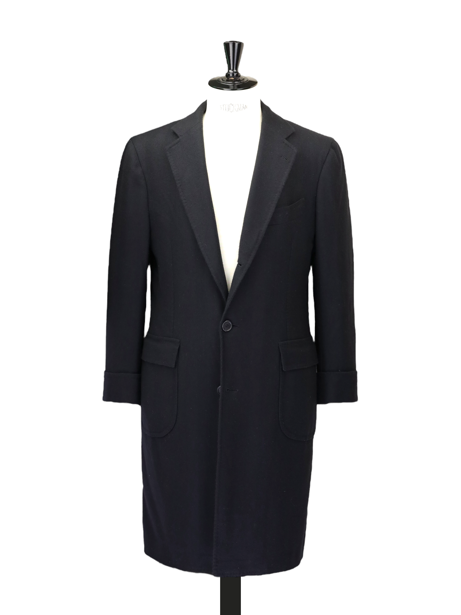 Orazio Luciano Black Virgin-Wool Herringbone Polocoat