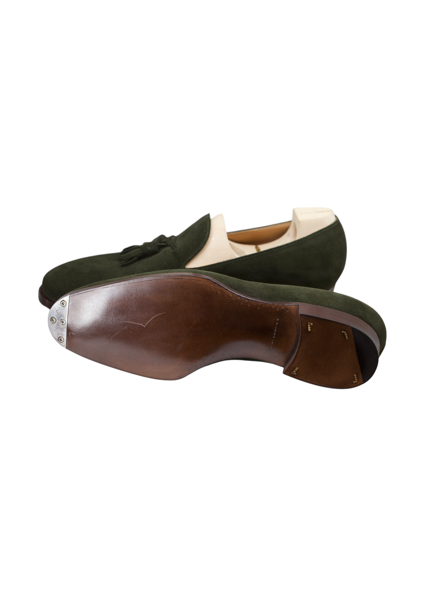 Saint Crispin's Forest Green "530T" Suede Tassel Loafers