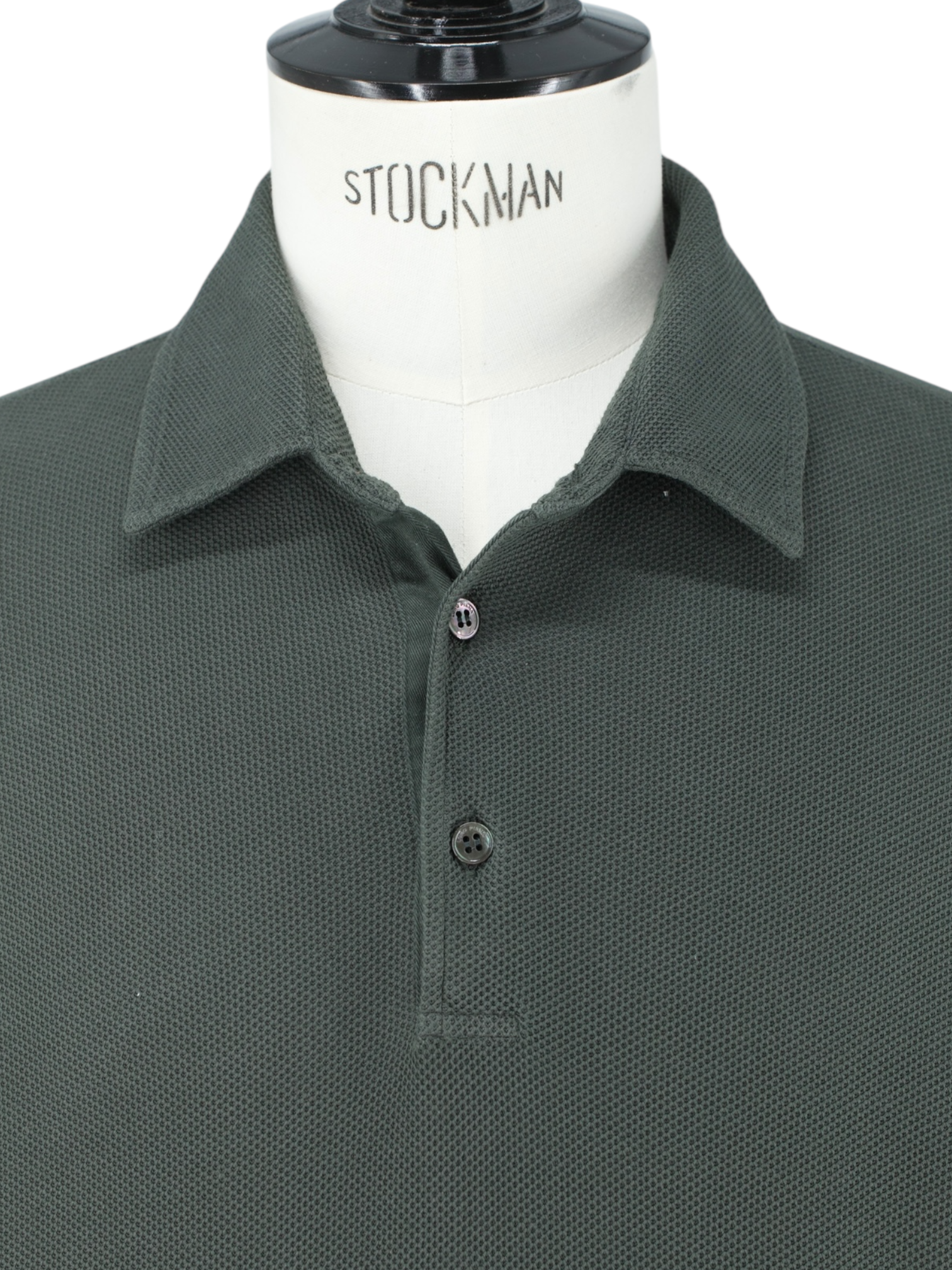 Loro Piana Olive Green Cotton Piqué Long-Sleeve Pop-Over Shirt